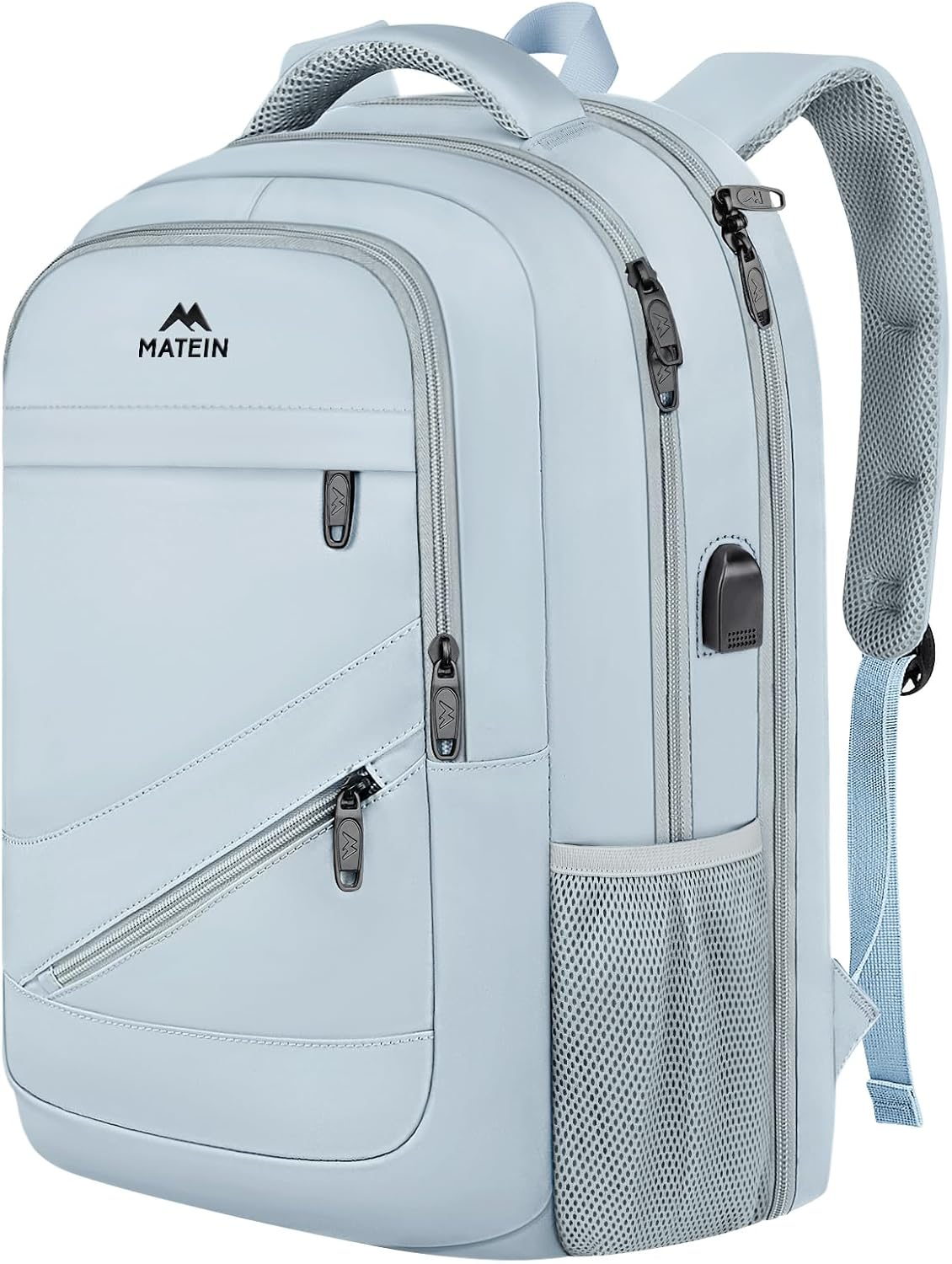 MATEIN Laptop Backpack Women, 17 Inch Big Work Bags with USB Charging Port for Nurses, Water Resistant Travel Backpack TSA Approved, Stylish Daypack College Bag for Women, Haze Blue