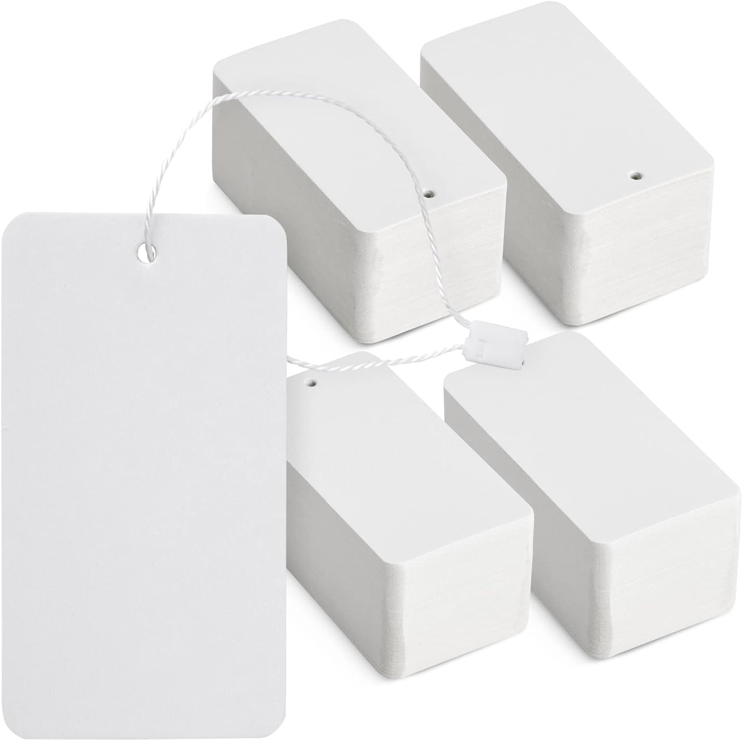 500-Pack Hang Tags with String Attached and Fasteners, Blank Writable Cardstock