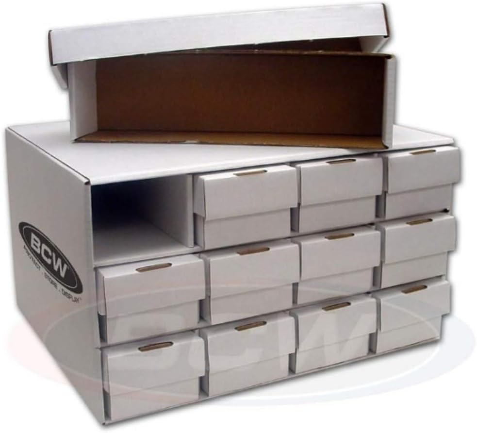 Card House with 12 800 Count Storage Boxes | Holds up to 9,600 Standard Trading Cards | Corrugated Cardboard Card Storage Unit | Trading Card Organizer for Sports & TCG Collections
