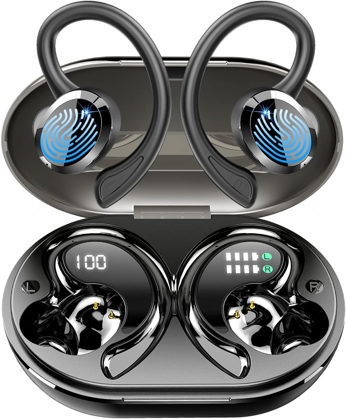 Wireless Bluetooth Headphones, Immersive Hifi Stereo Earbuds, 2023 New 48Hrs Ear Buds, ENC Mic, IP7 Waterproof Sport Earhooks