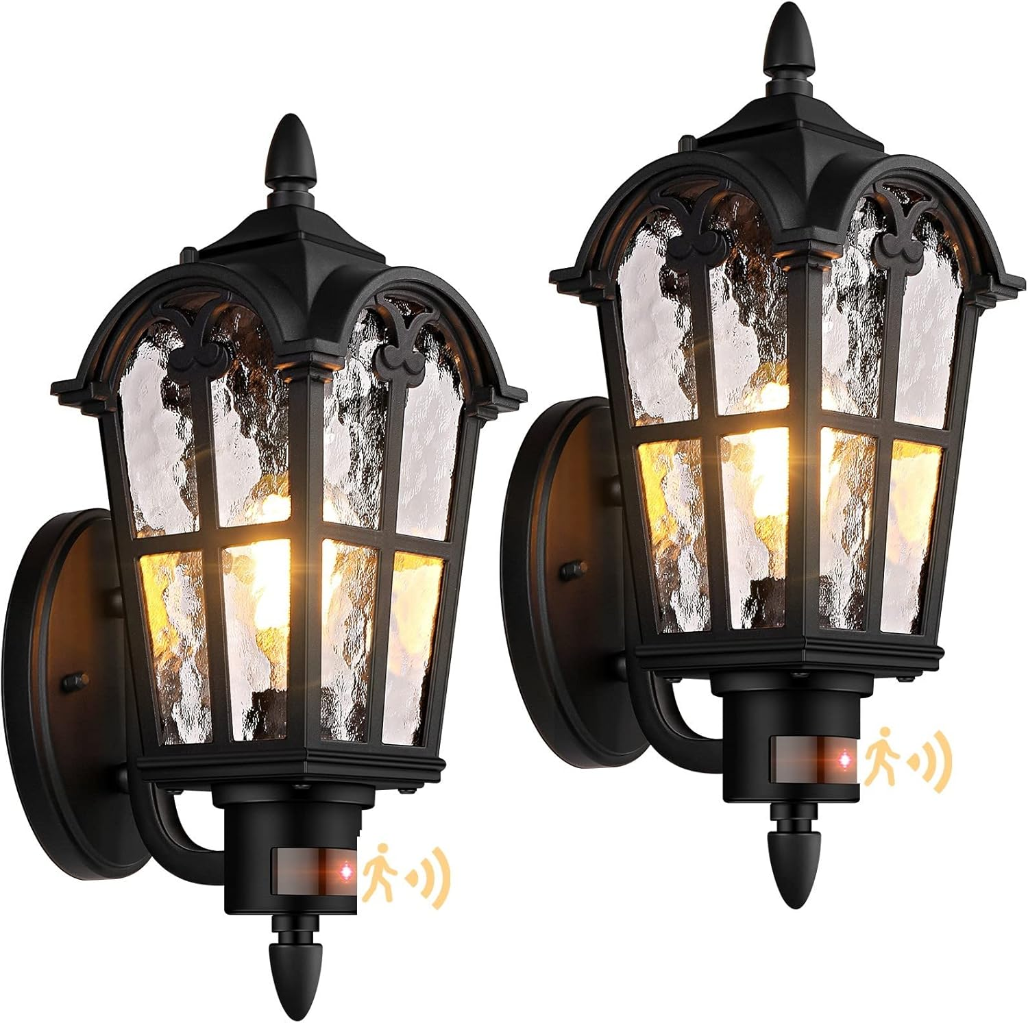 Outdoor Wall Lanterns Dusk Dawn Motion Retro 2 Light Fixtures Waterproof Vintage