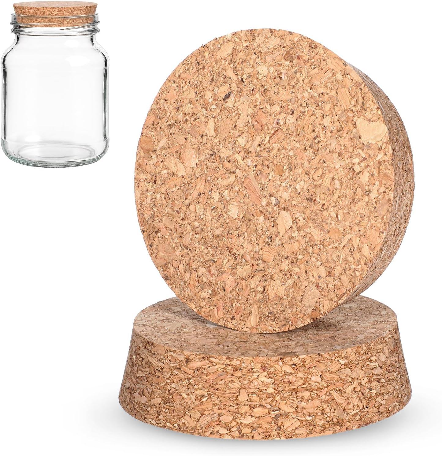 2Pcs Cork Bottle Stoppers, 3 X 2.76 X 0.78 Inch Tapered Cork Lids Soft Wood Replacement Corks Plugs for Jars, Wine Bottles, Glass Bottles, Arts, DIY Crafts