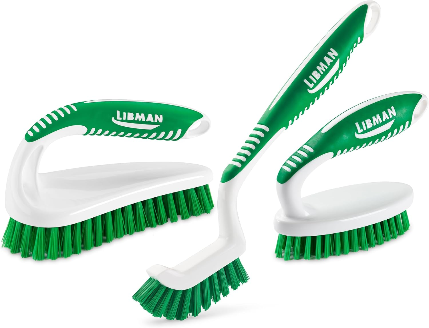 Scrub Brush Kit – Three Different Durable Brushes for Grout, Tile, Bathroom, Kitchen. Easy to Handle, Strong Fibers for Tough Messes – Family Made in The USA, Unisex Lot 2406