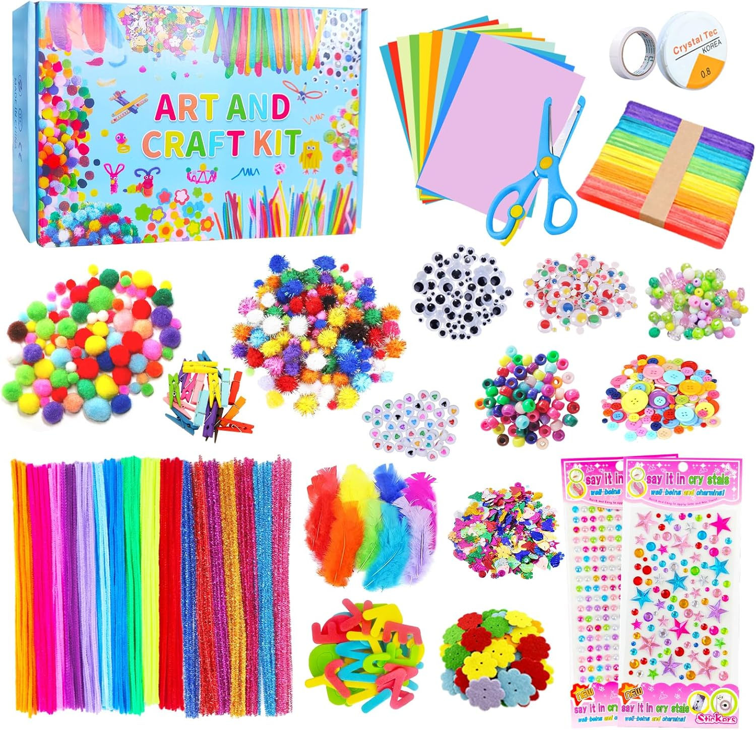 Arts and Crafts Supplies Kit Craft Set for Kids-Art Supplies Kids Art Supplies Great for Preschool, Homeschool and Kindergarten DIY Crafting Projects-1500Pcs+