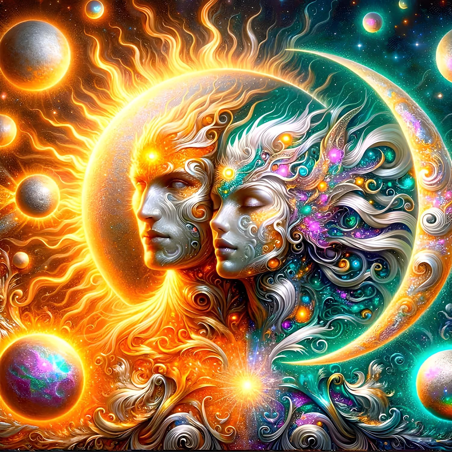 DIY Sun and Moon Diamond Painting Kits for Beginners Adults,5D Diamond Art Kits 