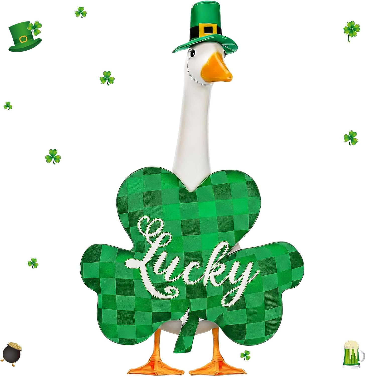 St Patrick'S Day Shamrock Goose Outfit Lawn Porch Goose Clothes for 23