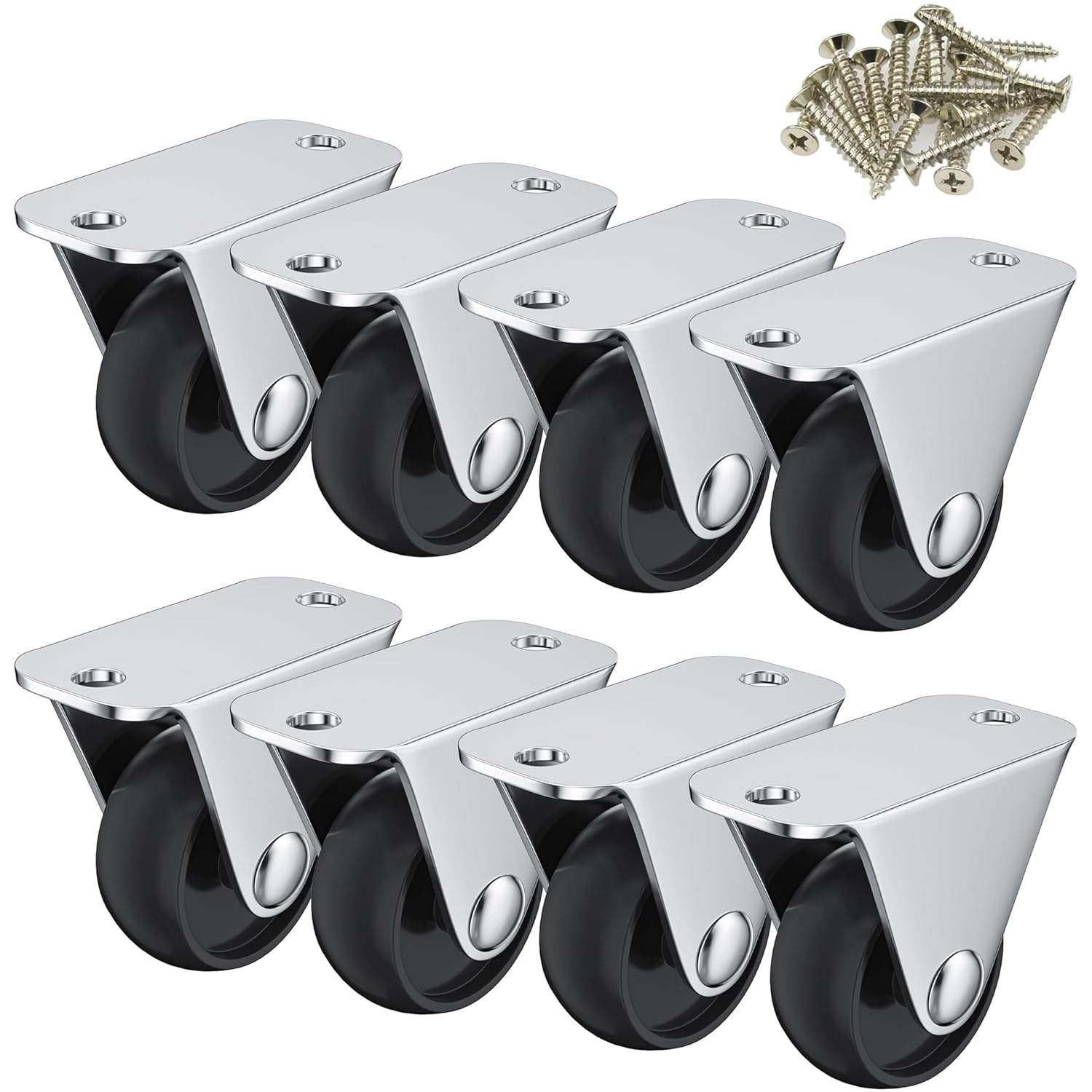 8 PCS Black Casters for Furniture,30Mm(1.25 Inch) Small-Size Castor Wheels