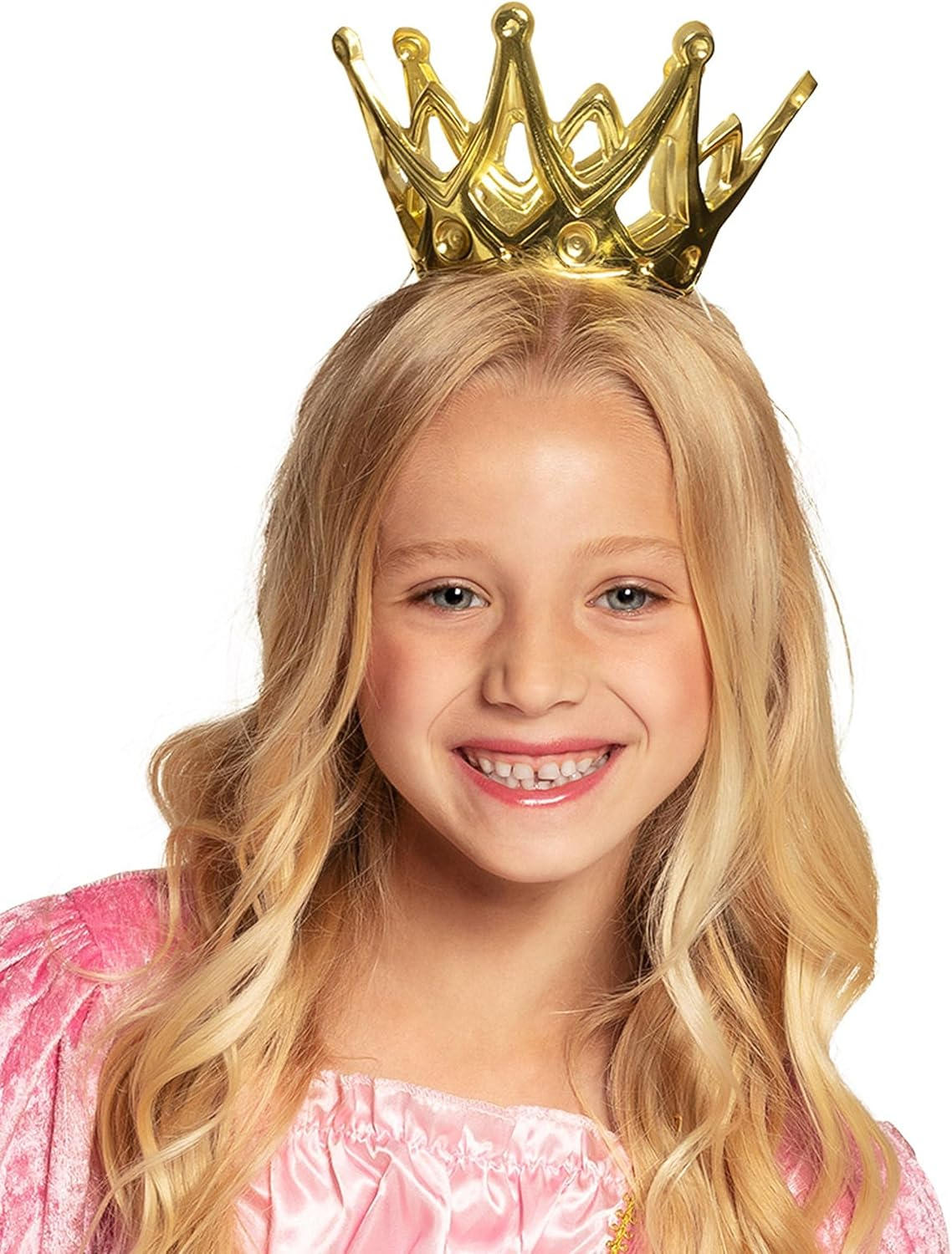 Boland 61591 - Krone Amy, 1 Stück, Größe Ca. 9 Cm, Gold Mit Gummiband, Aus Glänzendem Kunststoff, Klettverschluss, Prinzessin, Prinz, Königin, König, Accessoire, Verkleidung, Karneval, Kostüm, Märchen