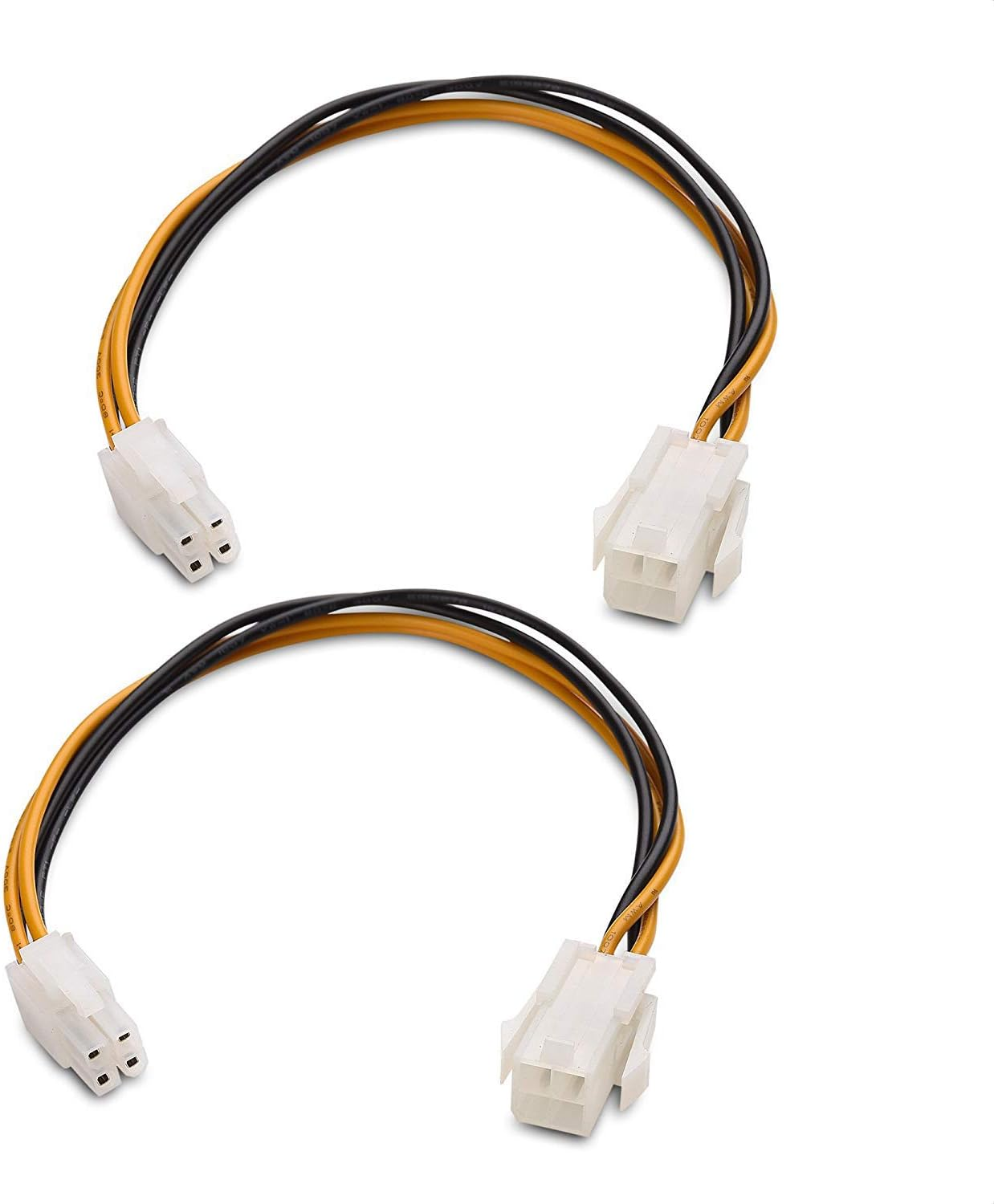 Cable Matters 2-Pack ATX Power Supply 4-Pin CPU Extension Cable - 8 Inches