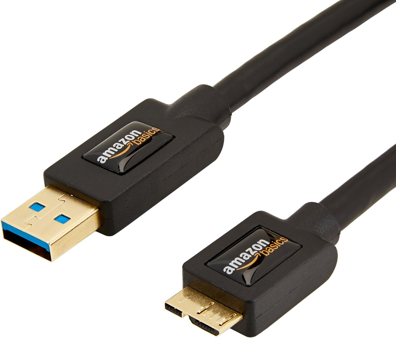 Amazon Basics Micro USB to USB-A 3.0 Fast Charger Cable, 4.8Gbps High-Speed with Gold-Plated Plugs, 3 Foot, Black