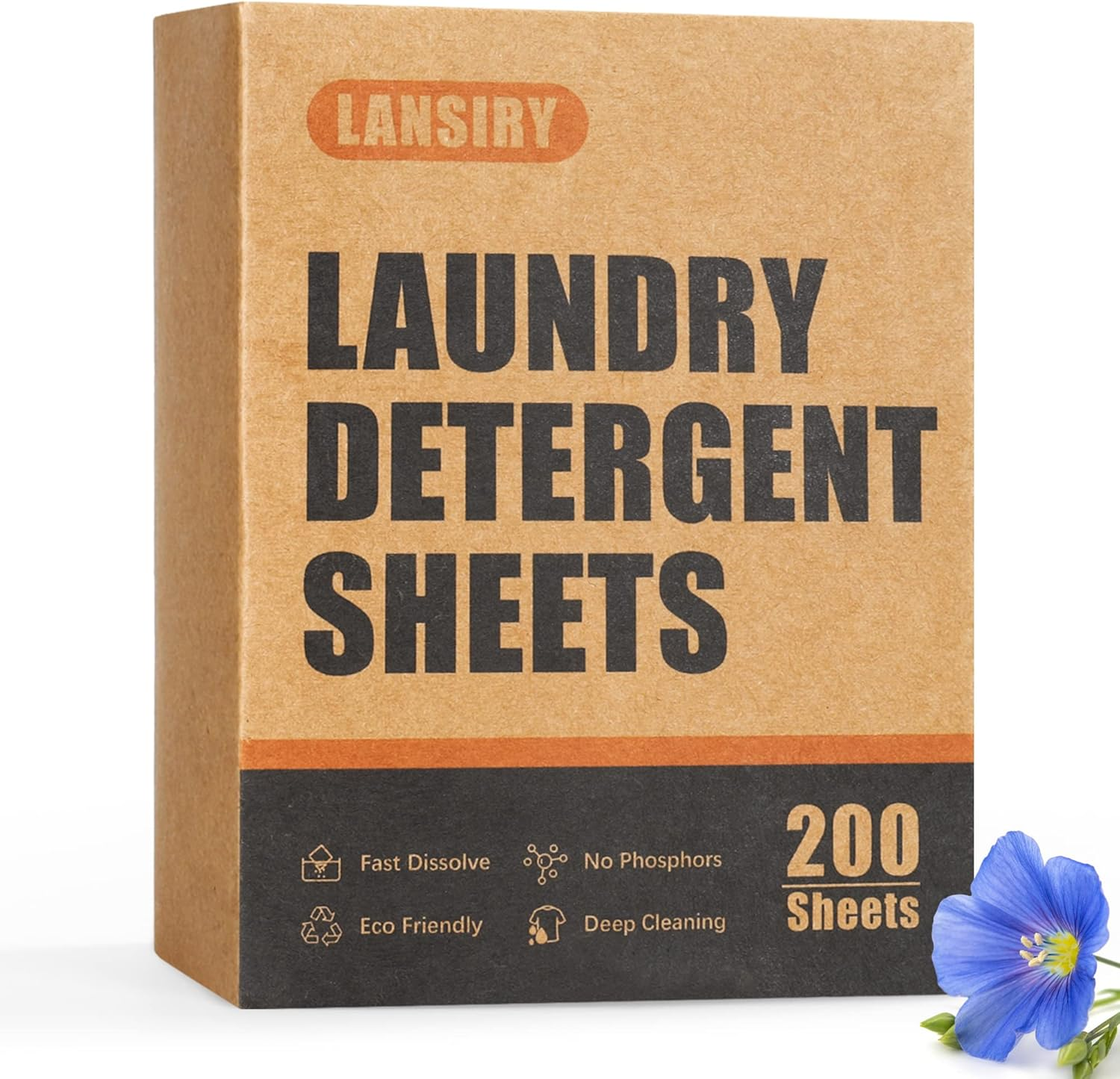 LANSIRY Laundry Detergent Sheets - 200 Loads Fresh Linen Scent Washing Detergent Strips, Compact Lightweight Liquidless Eco-Friendly Hypoallergenic Portable Soap Sheets for save Space and Travel