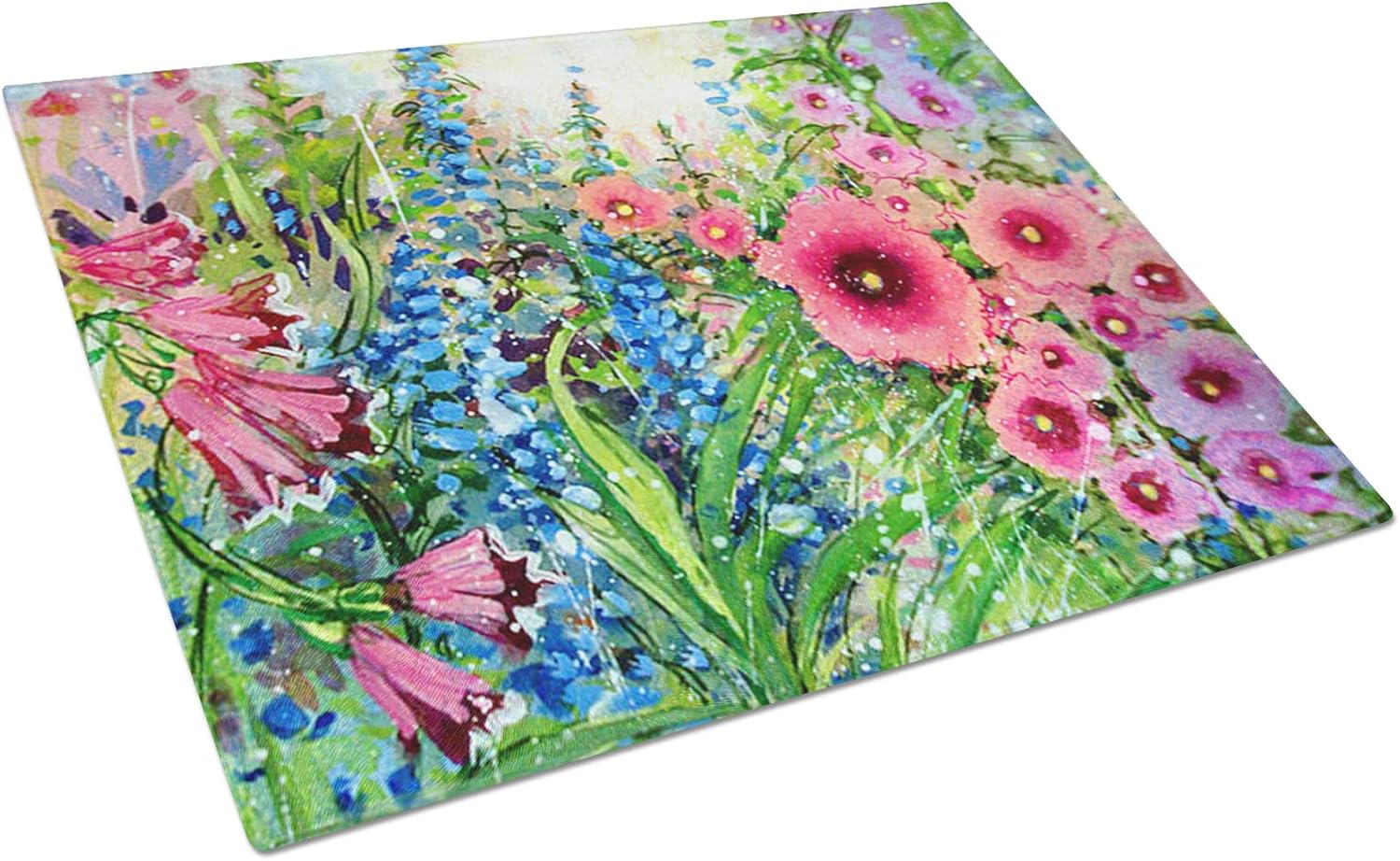 PJC1107LCB Easter Garden Springtime Flowers Glass Cutting Board Large Decorative Tempered Glass Kitchen Cutting and Serving Board Large Size Chopping Board