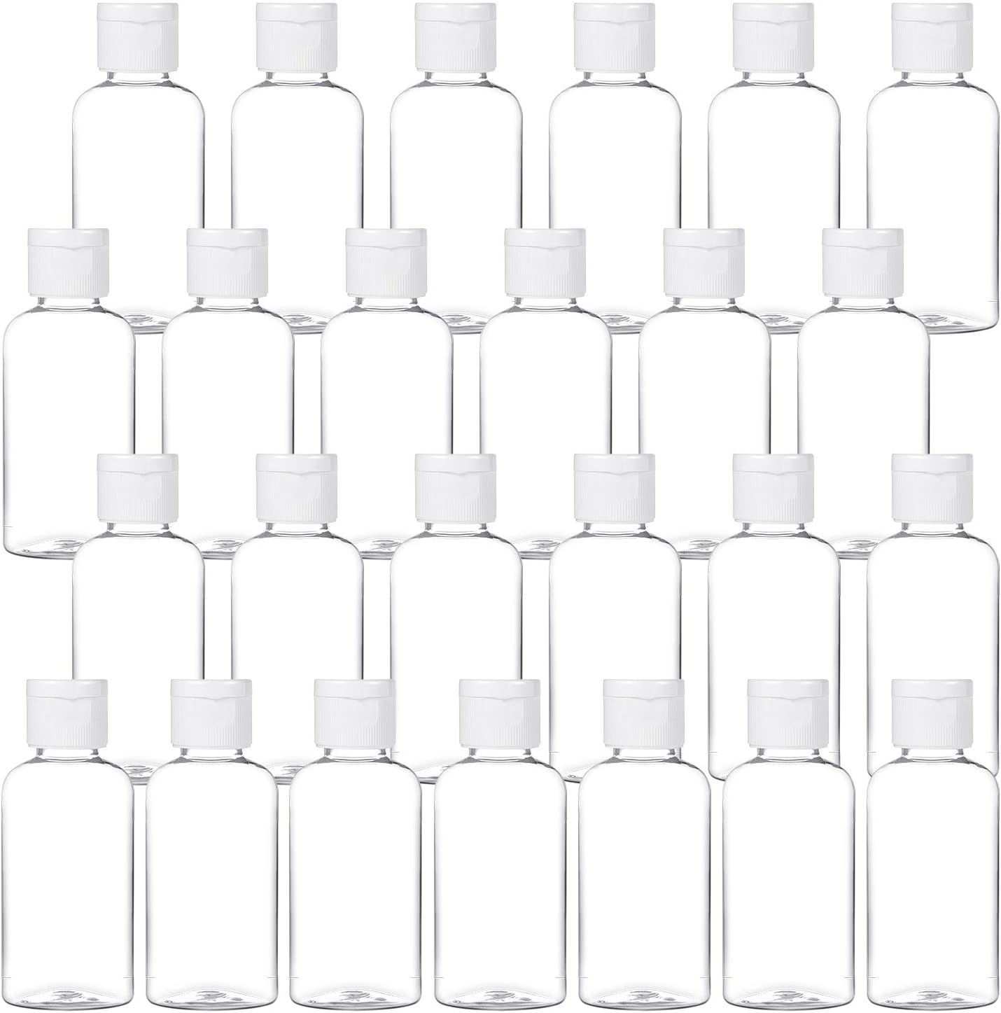 25 Botellas de Viaje 50ml Envases de Plastico Rellenables con Tapa Transparente