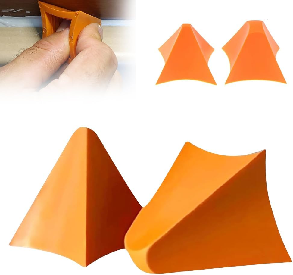 That Silicone Tool, Caulking Tool, Caulk Remover Tool, Orange Silicone Seam Tool Kit(3/6/10/16Mm), Effective Grout Spreader for Kitchen, Bathroom, Window (4Size)