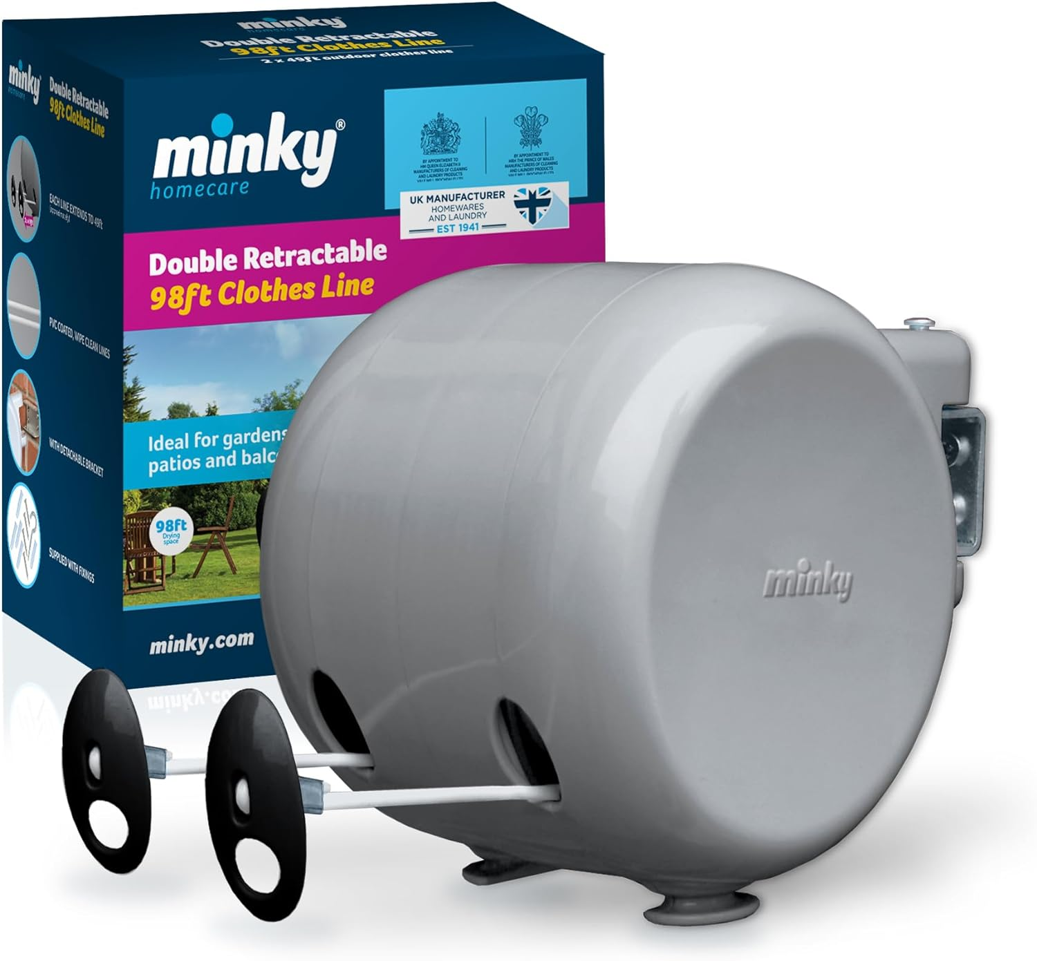 Minky Homecare Outdoor Retractable Dual Clothesline Heavy Duty
