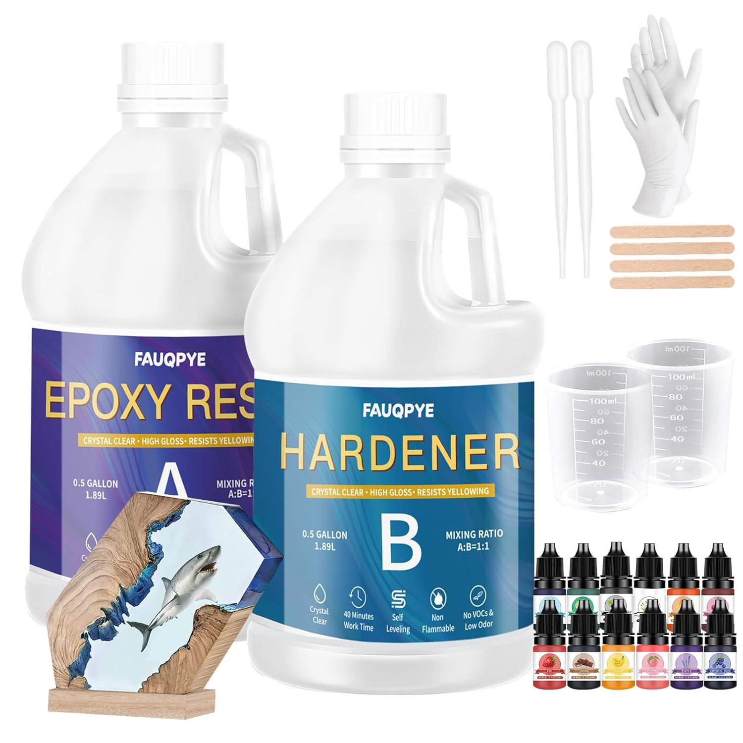 Epoxy Resin Kit 1 Gallon,Newly Formulated Crystal Clear Epoxy Resin,Strong, Bubble-Free, Anti-Yellowing Art Resin That,Suitable for Casting, DIY, Resin Art, Molds, Jewelry, Easy to Mix