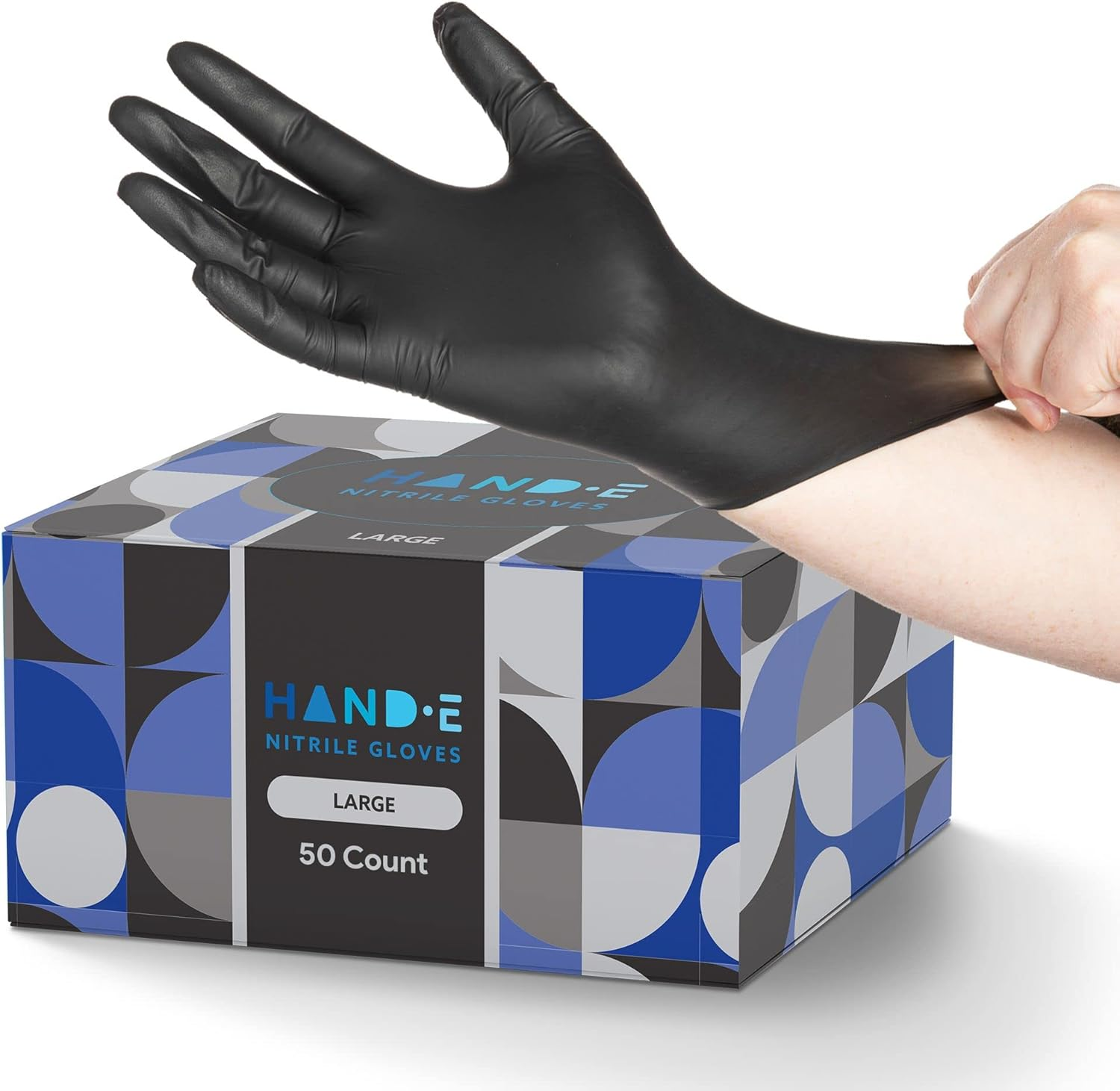 Black Nitrile Disposable Gloves Large, 50 Count - BBQ, Tattoo, Hair Dye, Cooking, Mechanic Gloves - Powder and Latex Free - Tattoo Supplies