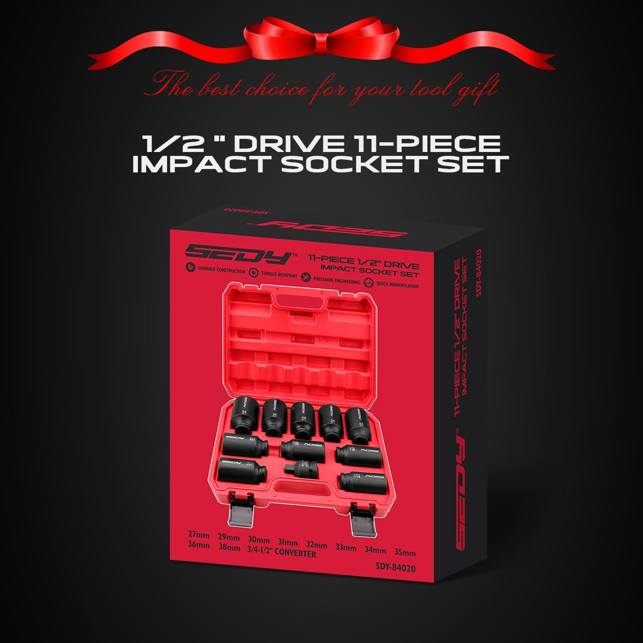 SEDY 1/2 Drive Deep Impact Socket Set, 11-Piece Metric Size Wheel Axle Nut Wr... - Picture 9 of 11