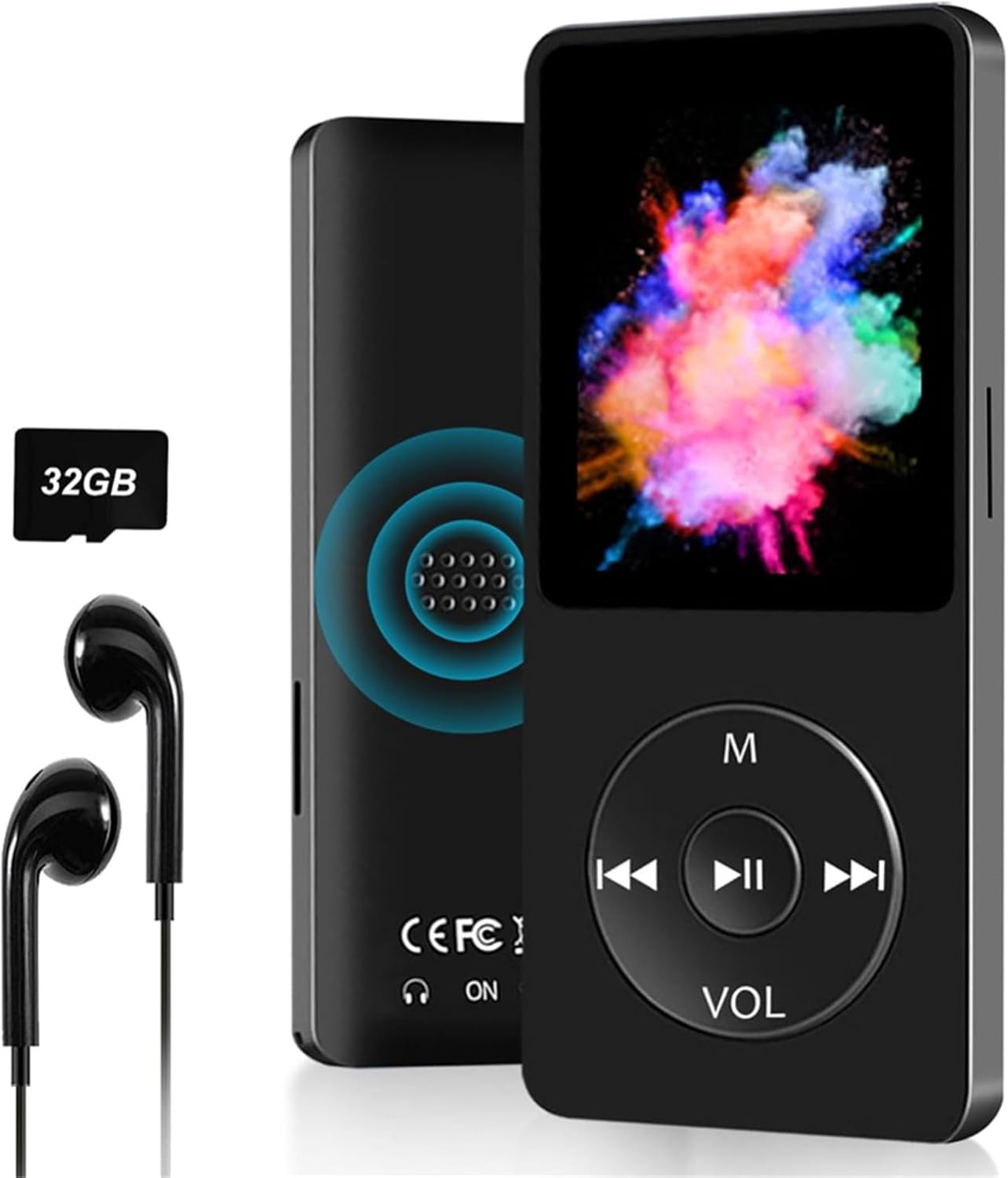 MP3 Player Bluetooth Sport, 32GB MP3/MP4 Musik-Player Zum Laufen Mit FM Radio, Sprachaufzeichnung, Video, Lautsprecher, E-Book, Unterstützt Bis 128GB (Kopfhörer Enthalten)