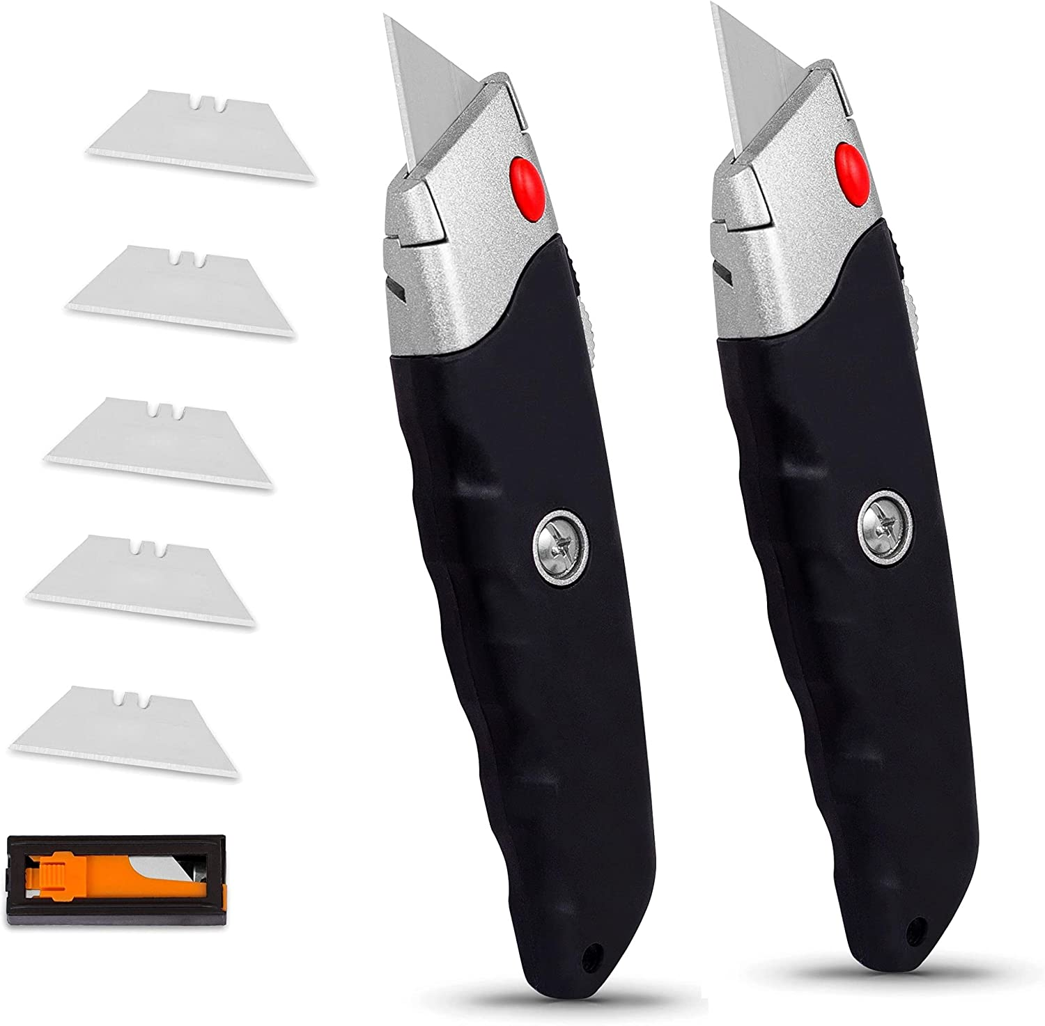 Internet'S Best Premium Utility Knife | Box Cutter | Set of 2 | Retractable Blade | Rubber Handle | 2 Utility Knives Included