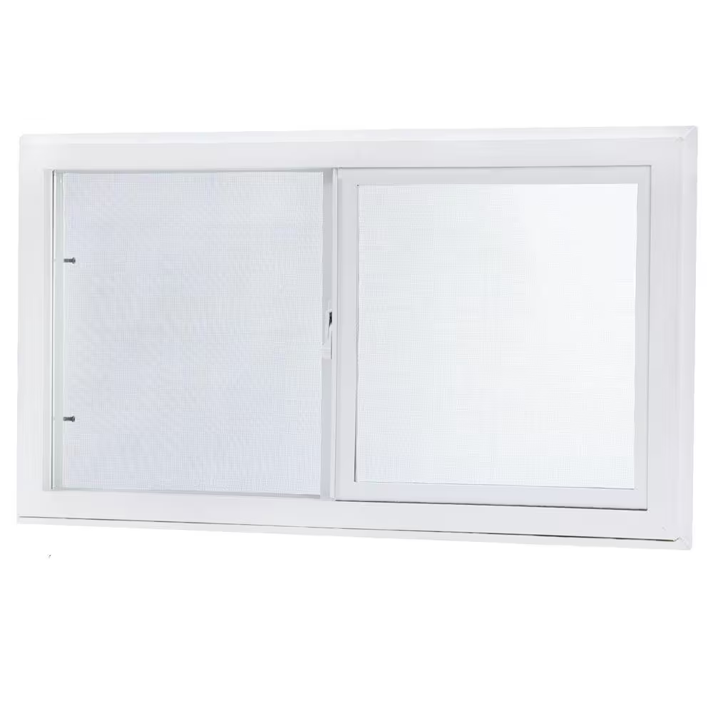 Sliding Vinyl Replacement Window w/ Screen Left-Hand Dual Pane, Choose SIZE