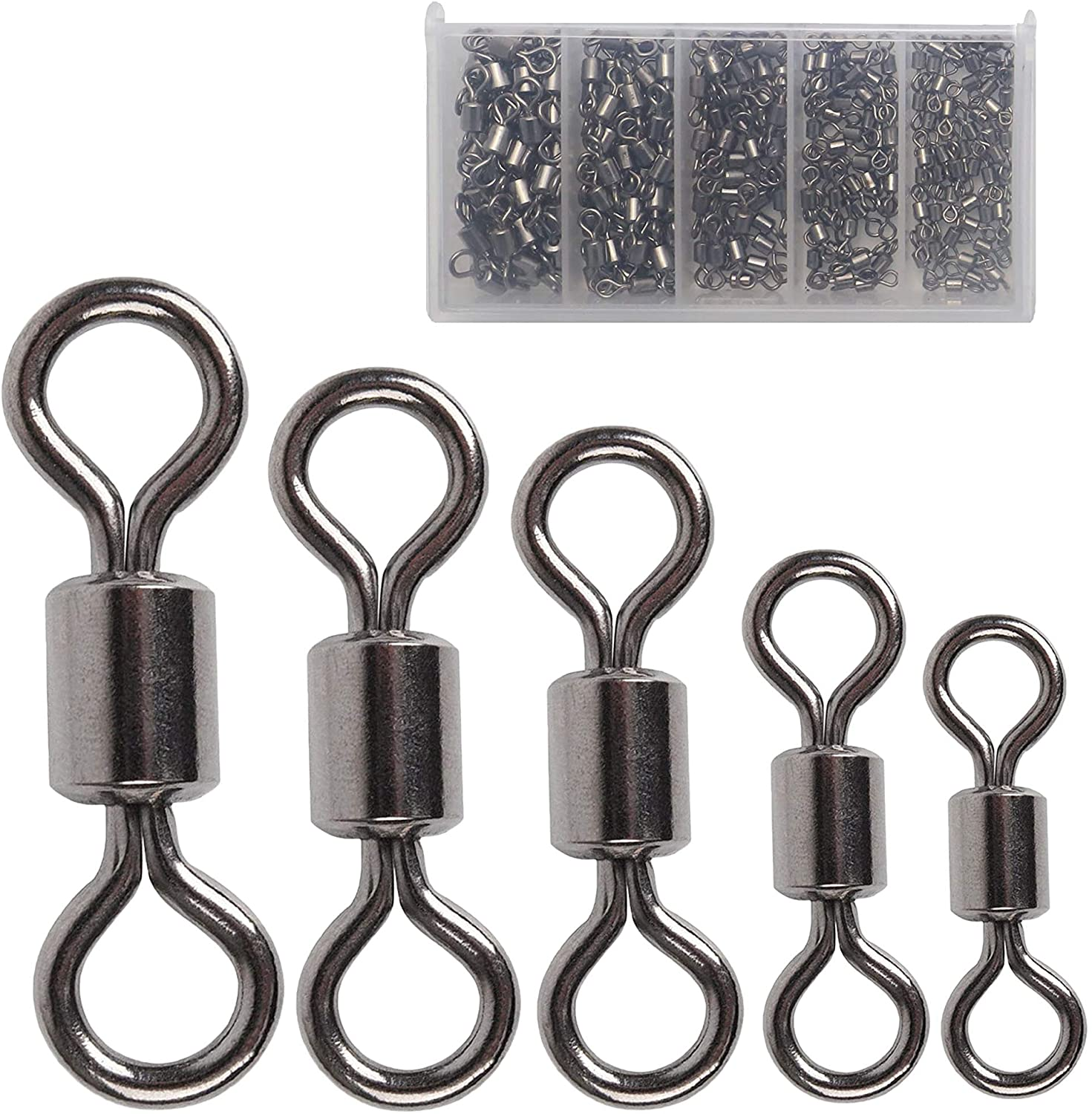Fishing Barrel Swivels Set, 210pcs Rolling Bearing Snap Connector for Saltwater Freshwater Fishing