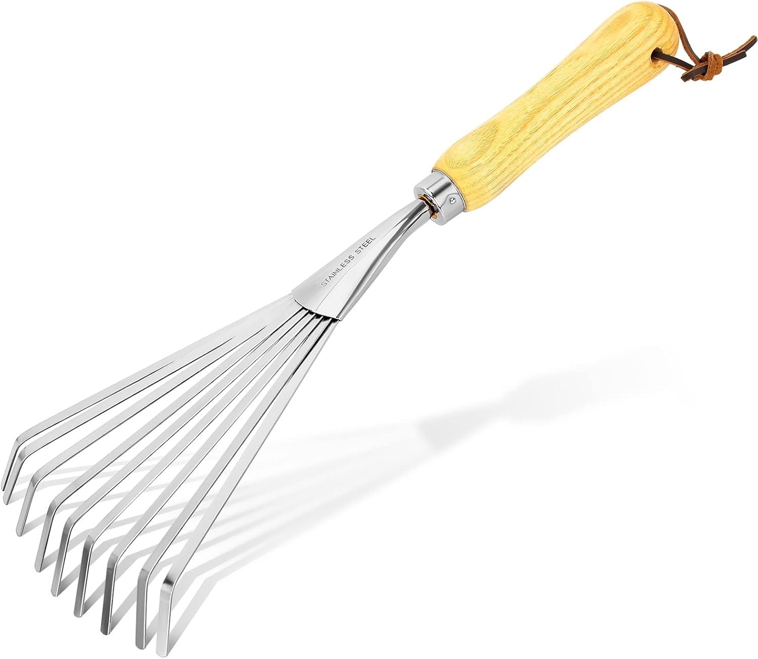 Hand Rakes, Garden Stainless Steel Hand Rake Soil Tiller with Ergonomic Handle, Small Leaf Rakes Great for Gardening, Garden Sweep Yard Flower Beds Tool