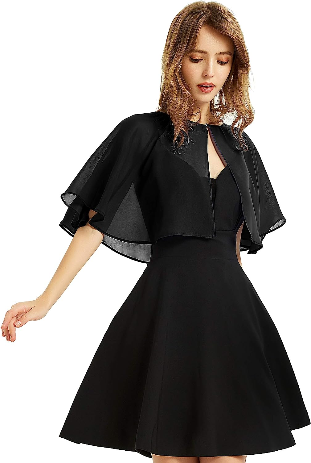 Women'S Soft Chiffon Shawl Wraps Shrug for Evening Dress Wedding Cape Bolero Flapper Cover Up