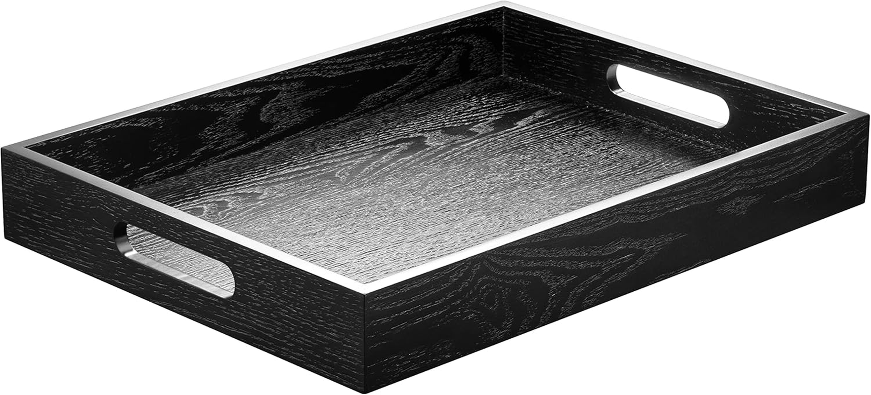 Wood Serving Tray with Handles Home Decorative Wooden Rectangle Decor Tray Black