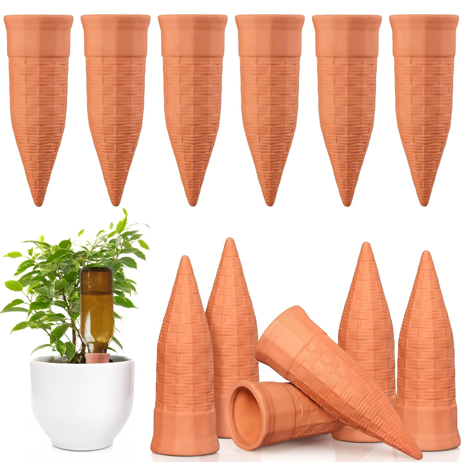 12 Pzs Picos Riego Terracota Alta Calidad Para Plantas Botella Vino Auto Riego