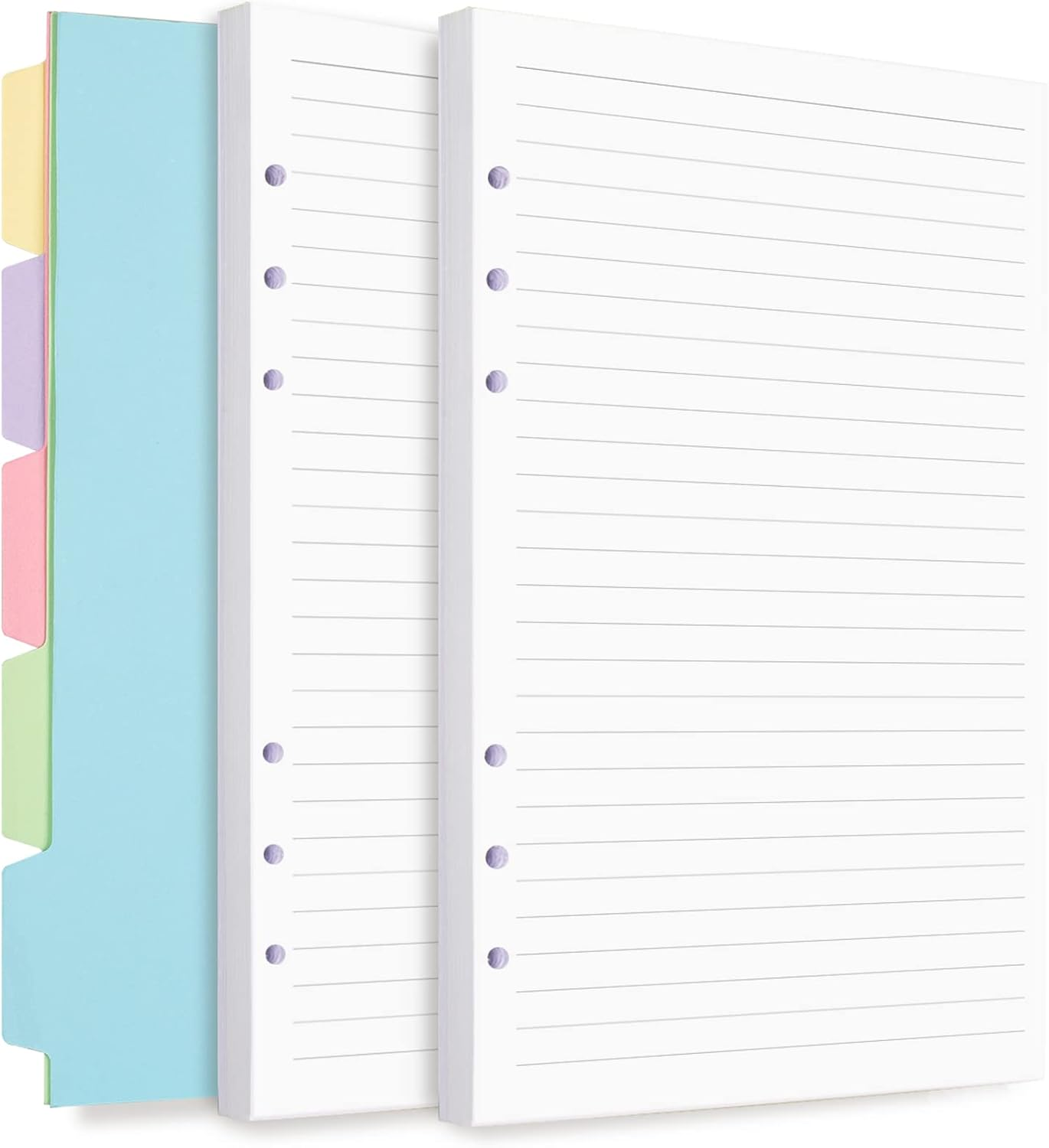 Planner Inserts for A6 Binder - Budget Planner Journals Notebook, 6 Ring Loose Leaf Lined Paper with Binder Dividers, 240 Pages (White Paper)