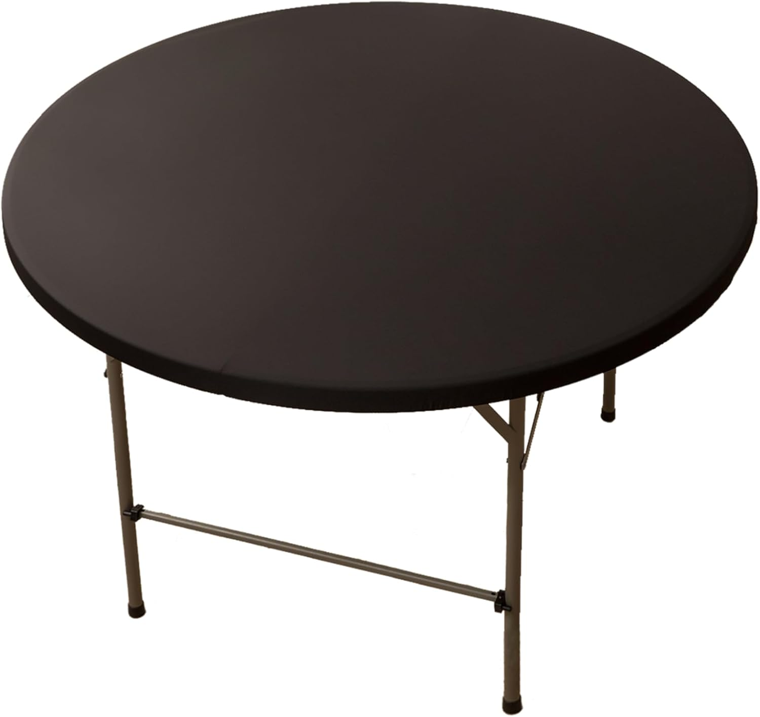 Round Spandex 48 Inch Fitted Tablecloth, Elastic Picnic Folding Table Cloth, Stretchy Patio Table Cover Wipeable Tablecloths Cloths Covers for Camping Outdoor Indoor Party Black