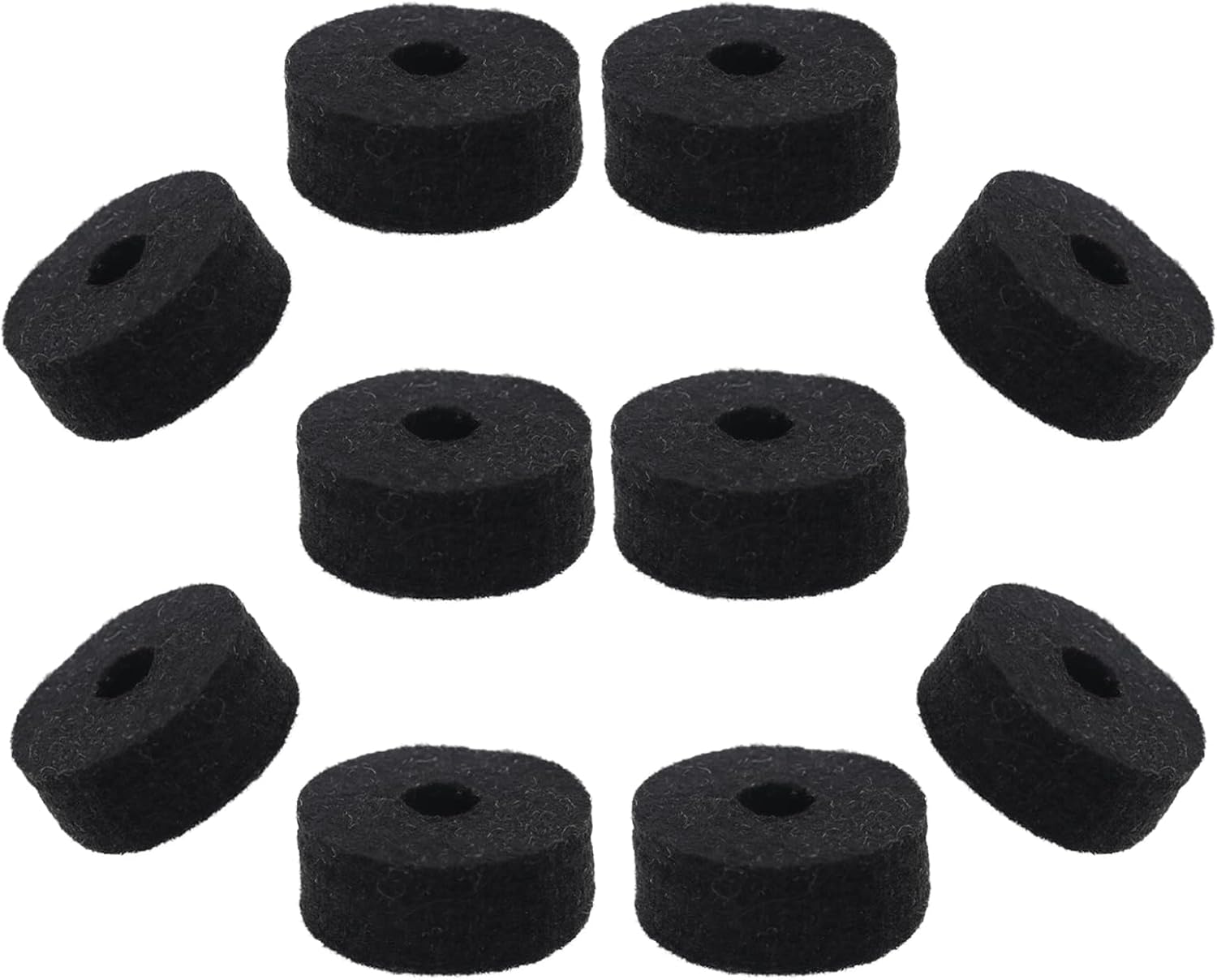 Pack of 10 Round Soft Black Cymbal Stand Felt Washer, Drum Felts Replacement, En