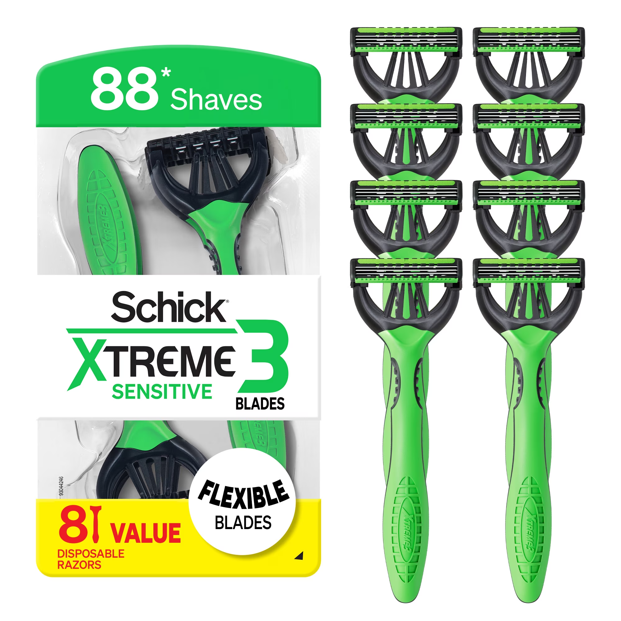 Xtreme 3 Blade Disposable Razors for Men, 8 Ct, Men'S Sensitive Skin Man