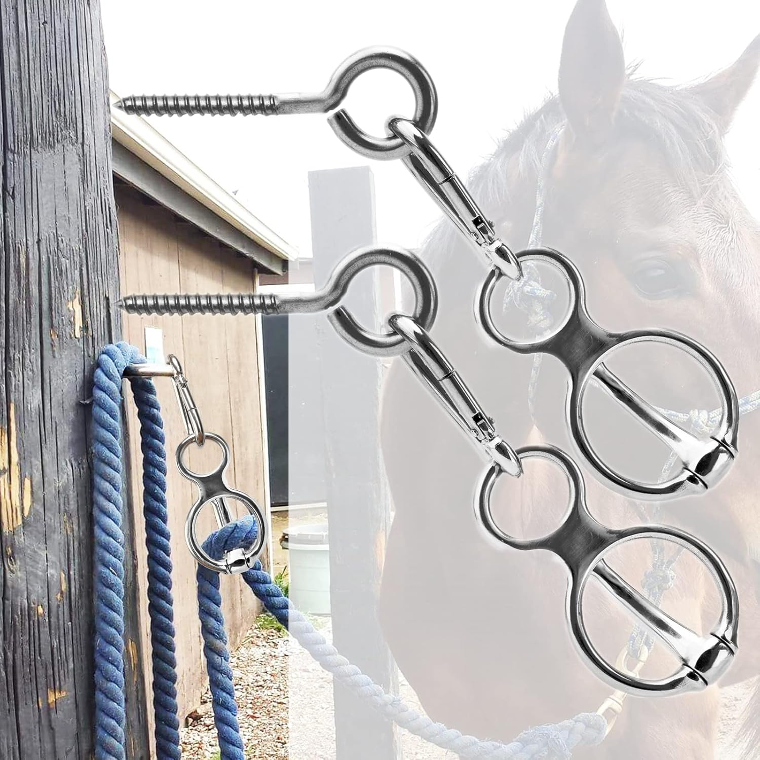 HDYEGY 2pcs Horse Tie Ring, Heavy Duty Stainless Steel Tie Ring Horse Trainin... - Picture 4 of 13