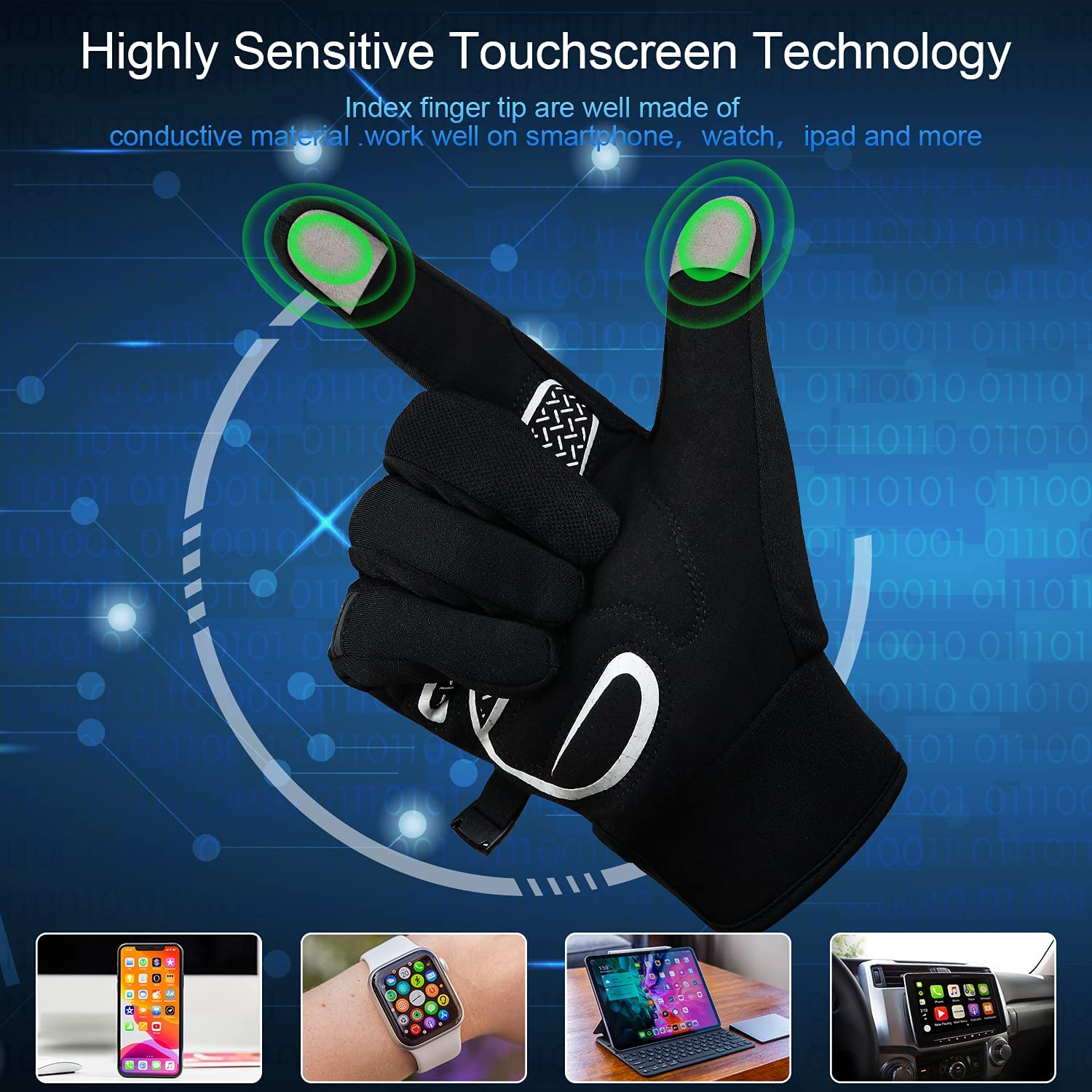 SOUKE Winter Cycling Gloves Men Women Thermal Touch Screen Padded Bike Gloves... - Picture 4 of 14