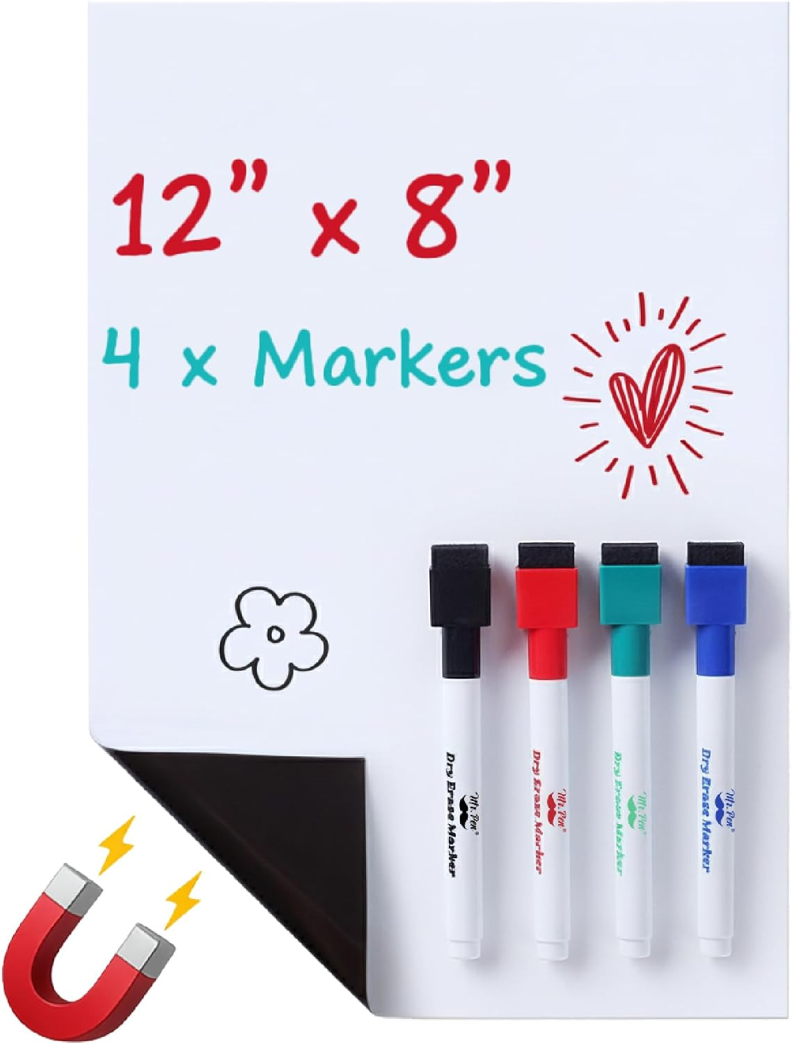 Magnetic Dry Erase Whiteboard, 12