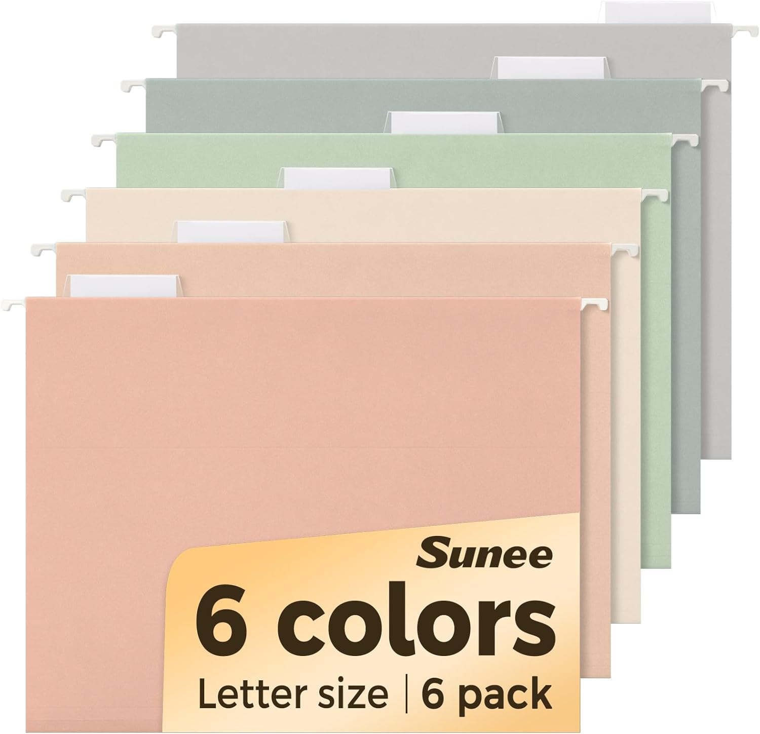 Hanging File Folders, 6 Pack Letter Size Hanging File Folders with 1/5-Cut Tabs, Ideal for Home and Office Organization and Papers Classification,Morandi Colors