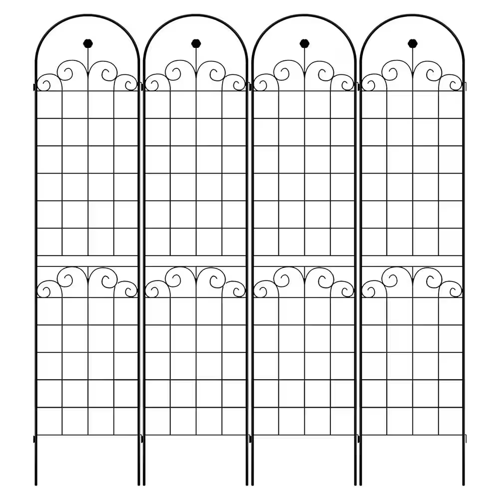 87.6 In.H 4 Pack Metal Garden Trellis for Climbing Flower Rustproof Sturdy Lattice Black Iron Trellis for Plants Support