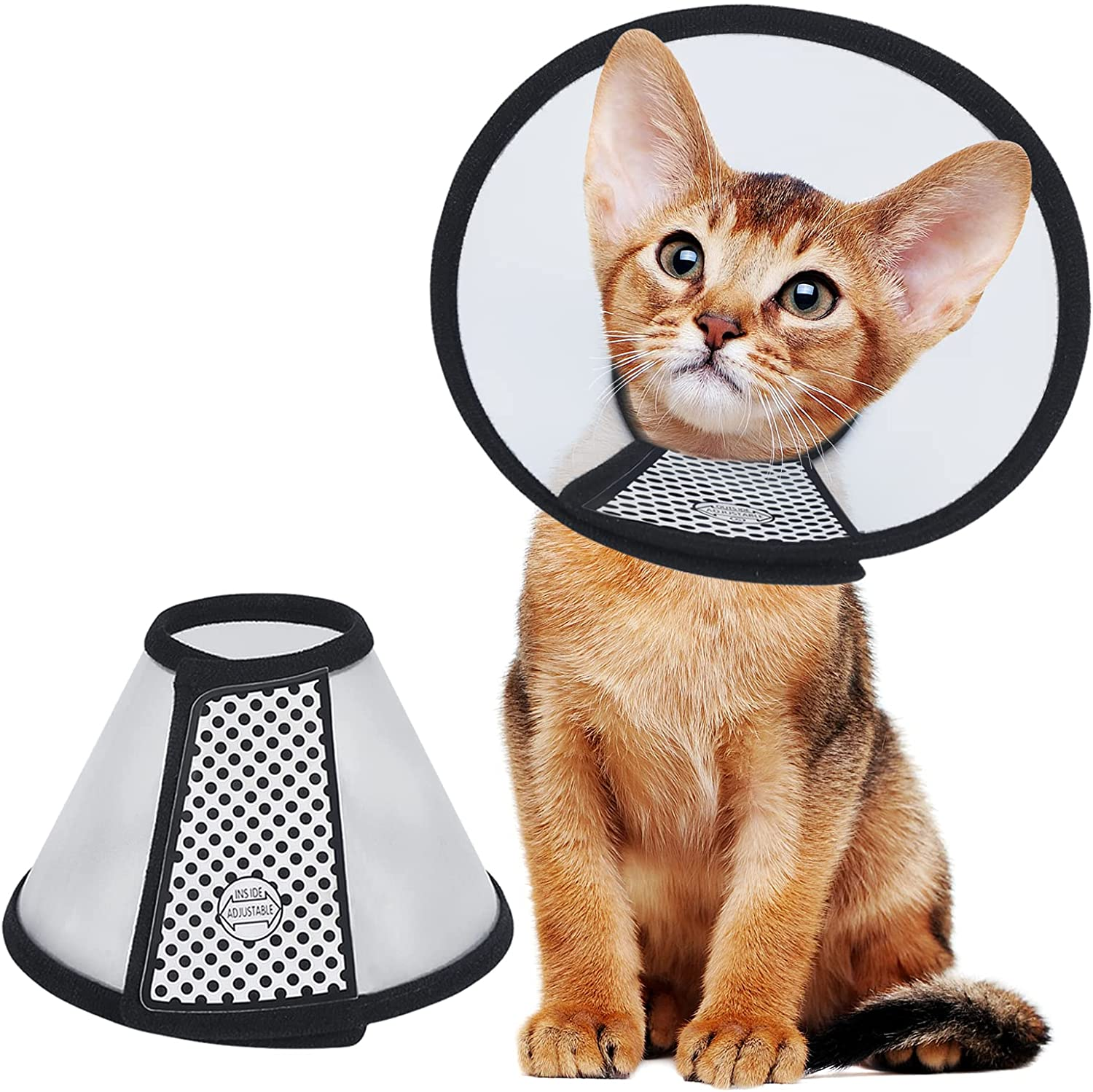 Vivifying Cat Cone, Adjustable Recovery Pet Cone, 6.1 Inches Lightweight Plastic 