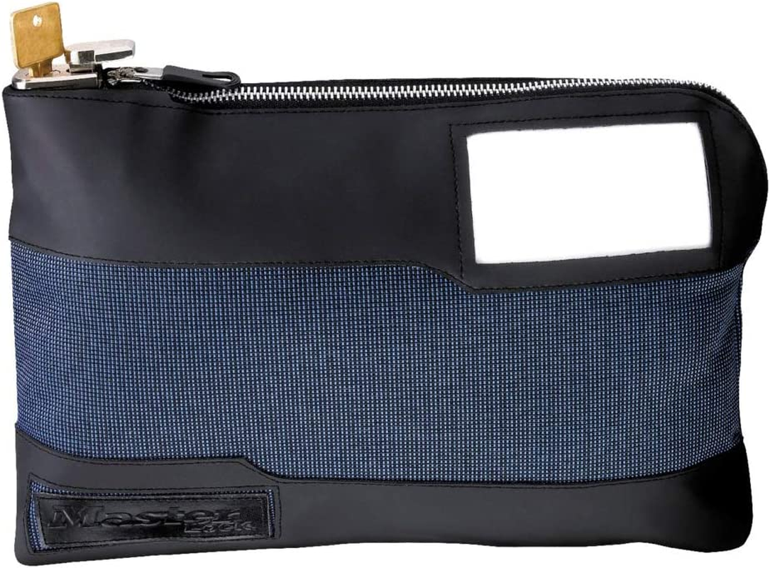 Money Bag with Key Lock and Zipper for Cash, 11-1/2 In. Long Locking Portable