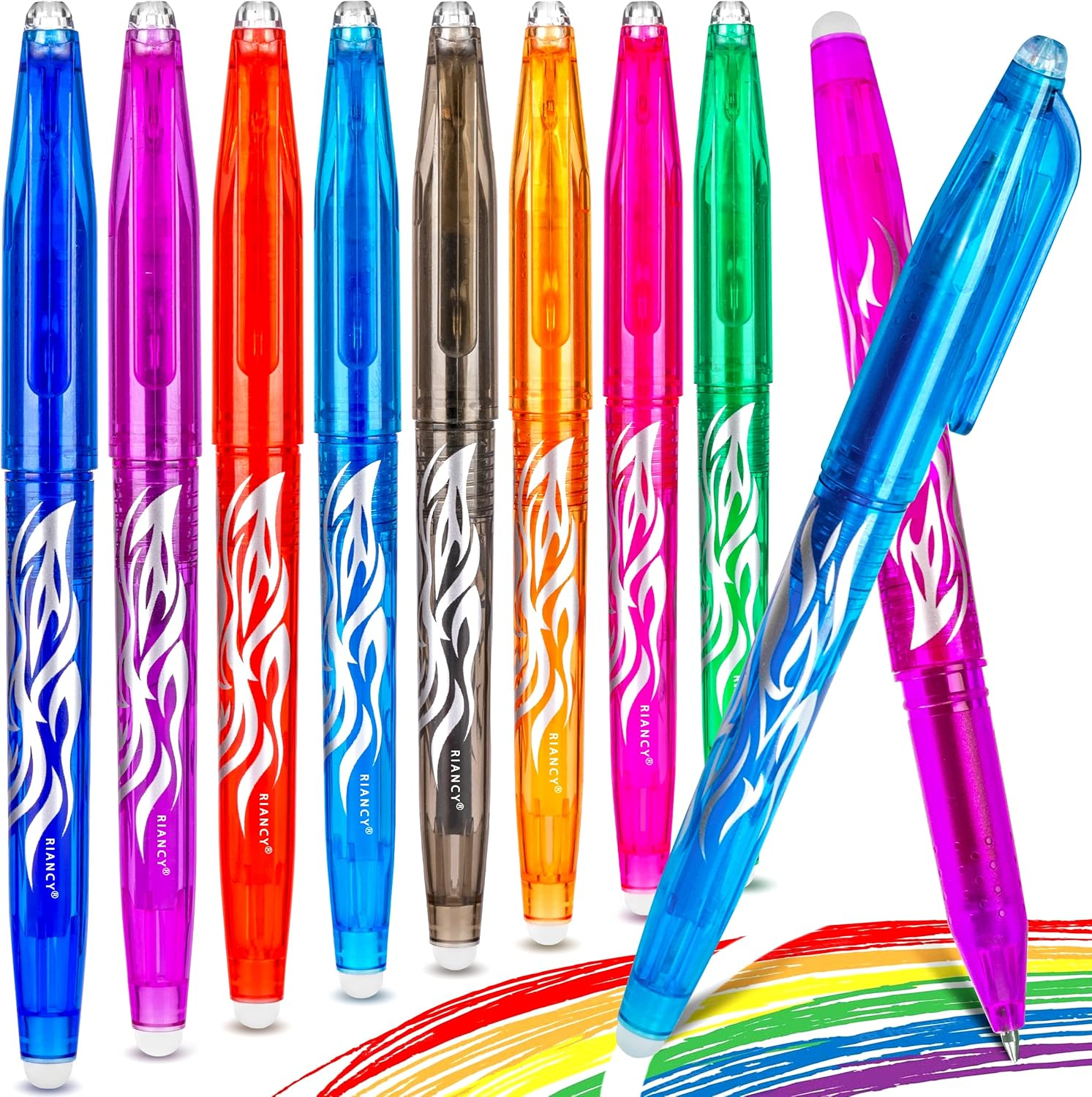 8 Colors Erasable Gel Pens 0.5Mm Fine Point Smooth Writing with Eraser for Schoo