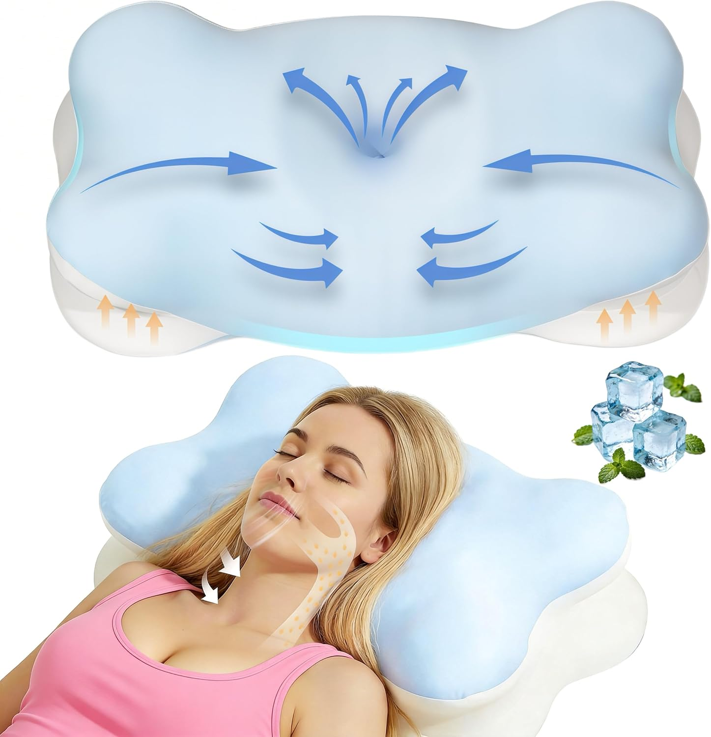 Cervical Neck Pillow for Pain Relief, Extended Ergonomic Contour Side Sleeper Pillow for Sleeping, Orthopedic Memory Pillow for Neck Support, Cooling Adjustable Pillow for Back and Stomach Sleeper