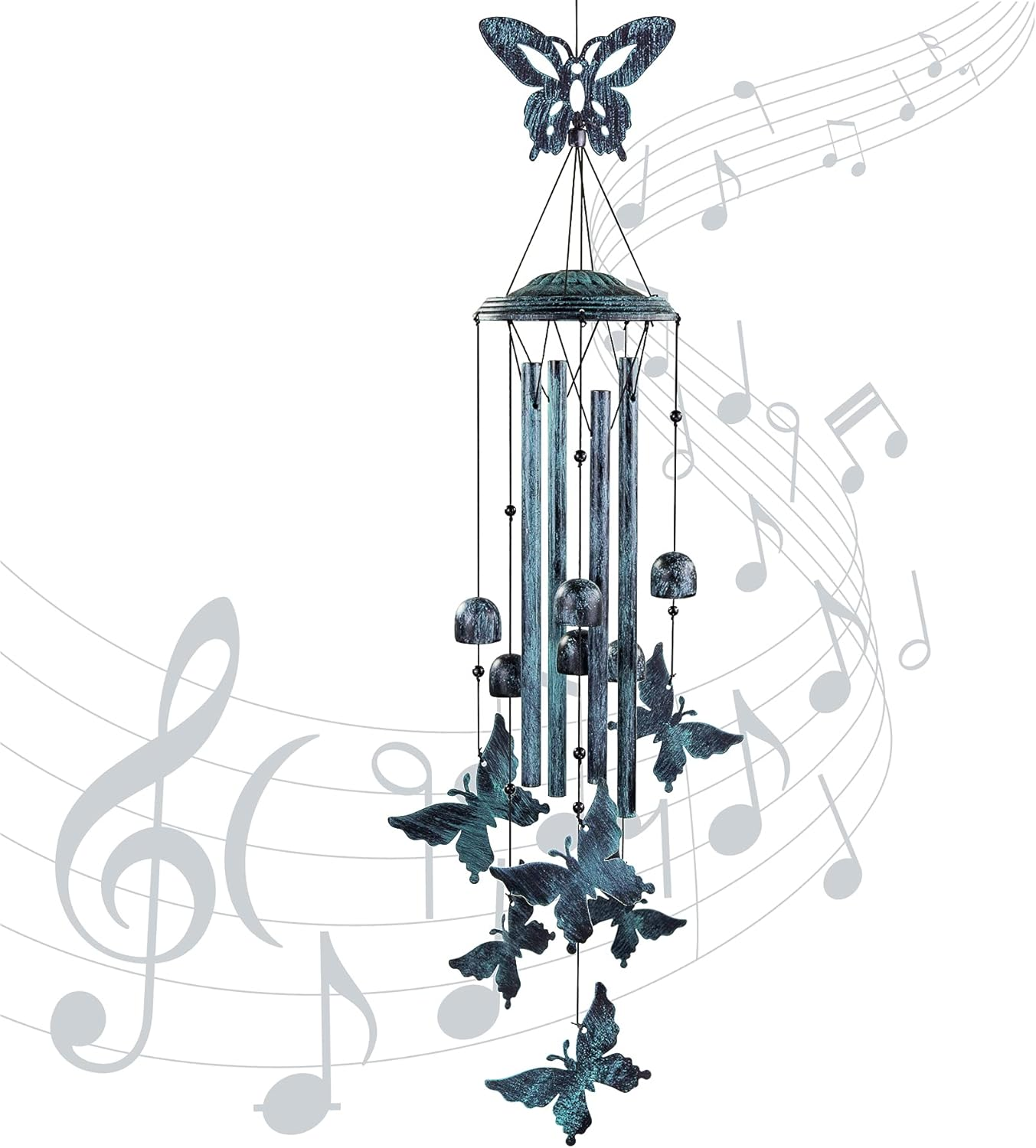 Butterfly Wind Chimes for Outside Large Aluminum Tubes Outdoor Decorations for Patio, Garden, Porch, Memorial Bells Gift