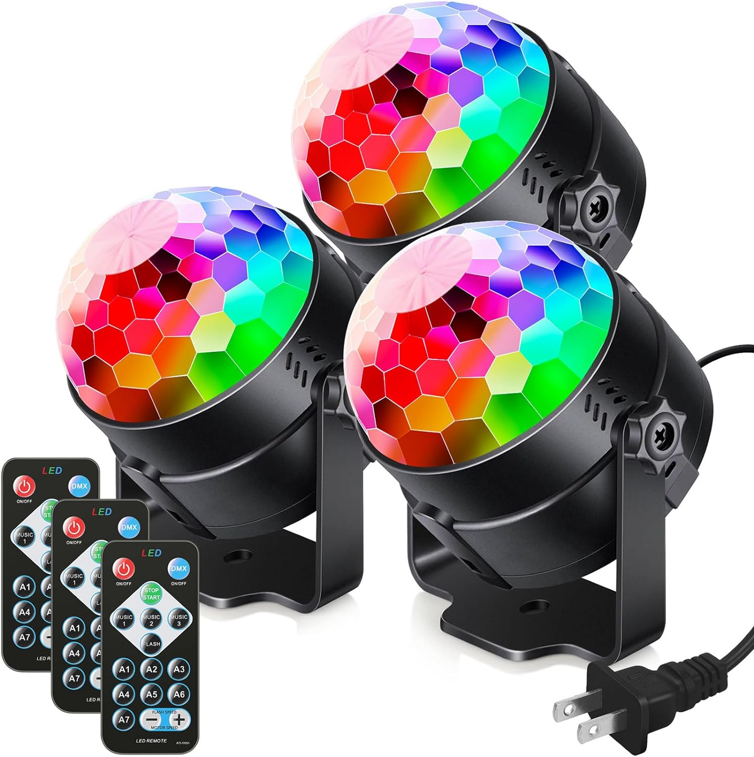 Luces de Fiesta 3 Pack Control Remoto Bola Disco Estrobo Dj Decoracion Casa 