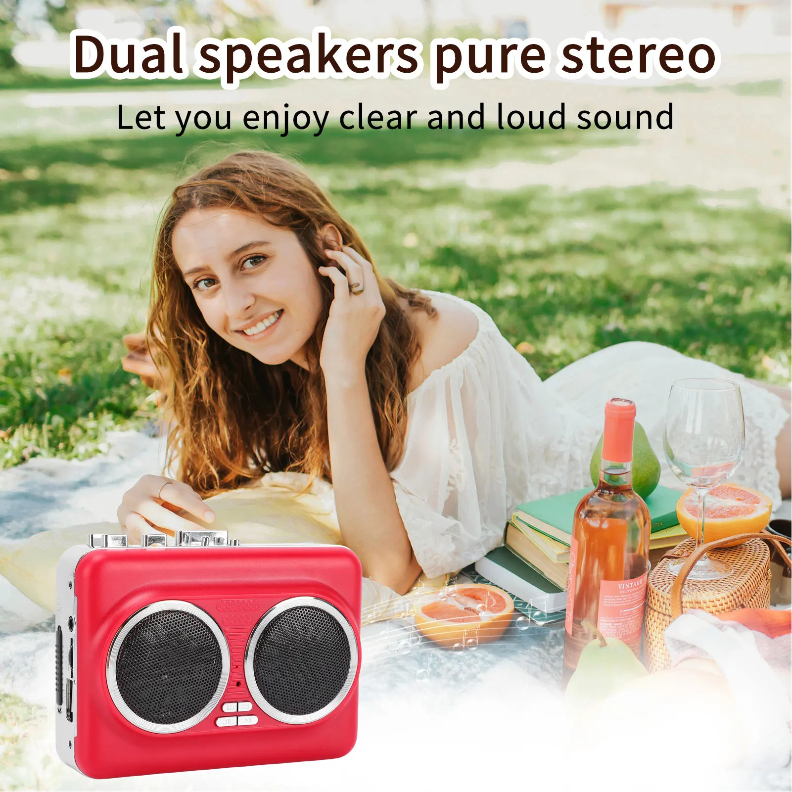 Cassette Tape Player USB Portable Cassette to MP3 Digital Converter with Built in Speaker and 3.5mm Headphone Jack