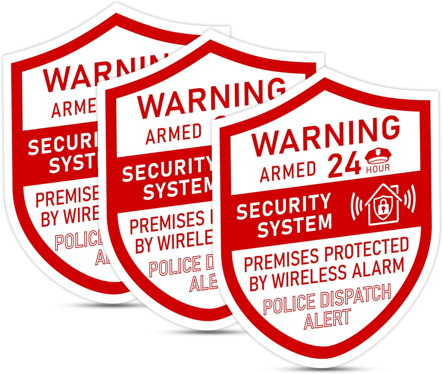 3PCS Security Alarm System Sign for Home,Self-Adhesive Weatherproof 24 Hours Security Warning Sticker ,Safety Protection System for House Doors and Windows,Business Indoor & Outdoor Use 2.8X2.4 In