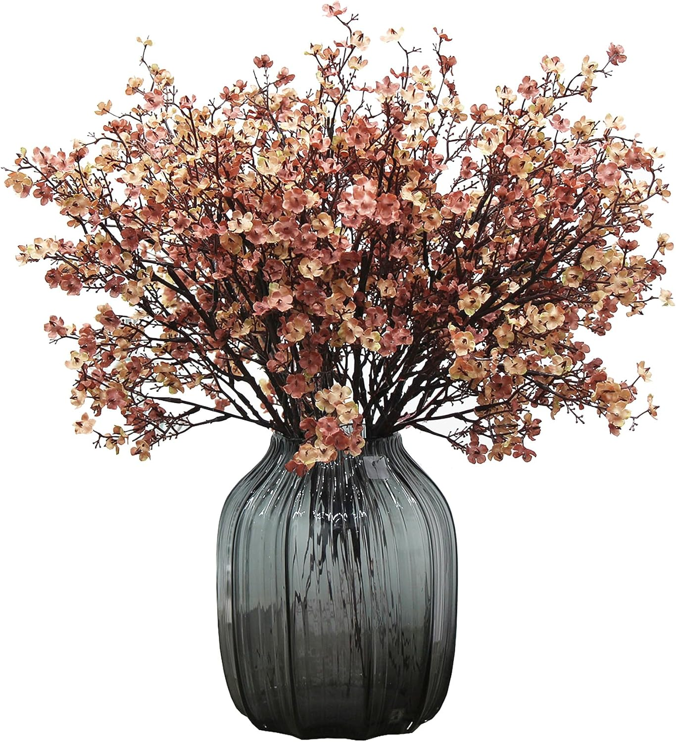 Babys Breath Silk Artificial Flowers 6 Bundle European Fake Flowers Decor Wedding Party Fall Stems Decoration Bouquets DIY Home Garden,Farmhouse,Living Room Decor (Beige Brown-6Pcs)