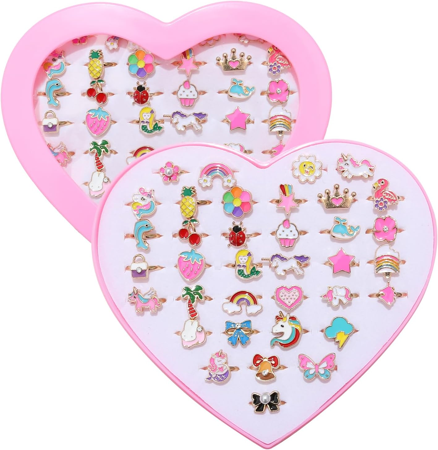 36Pcs Little Girl Jewel Rings, Adjustable Unicorn Rings Toys, No Duplication 