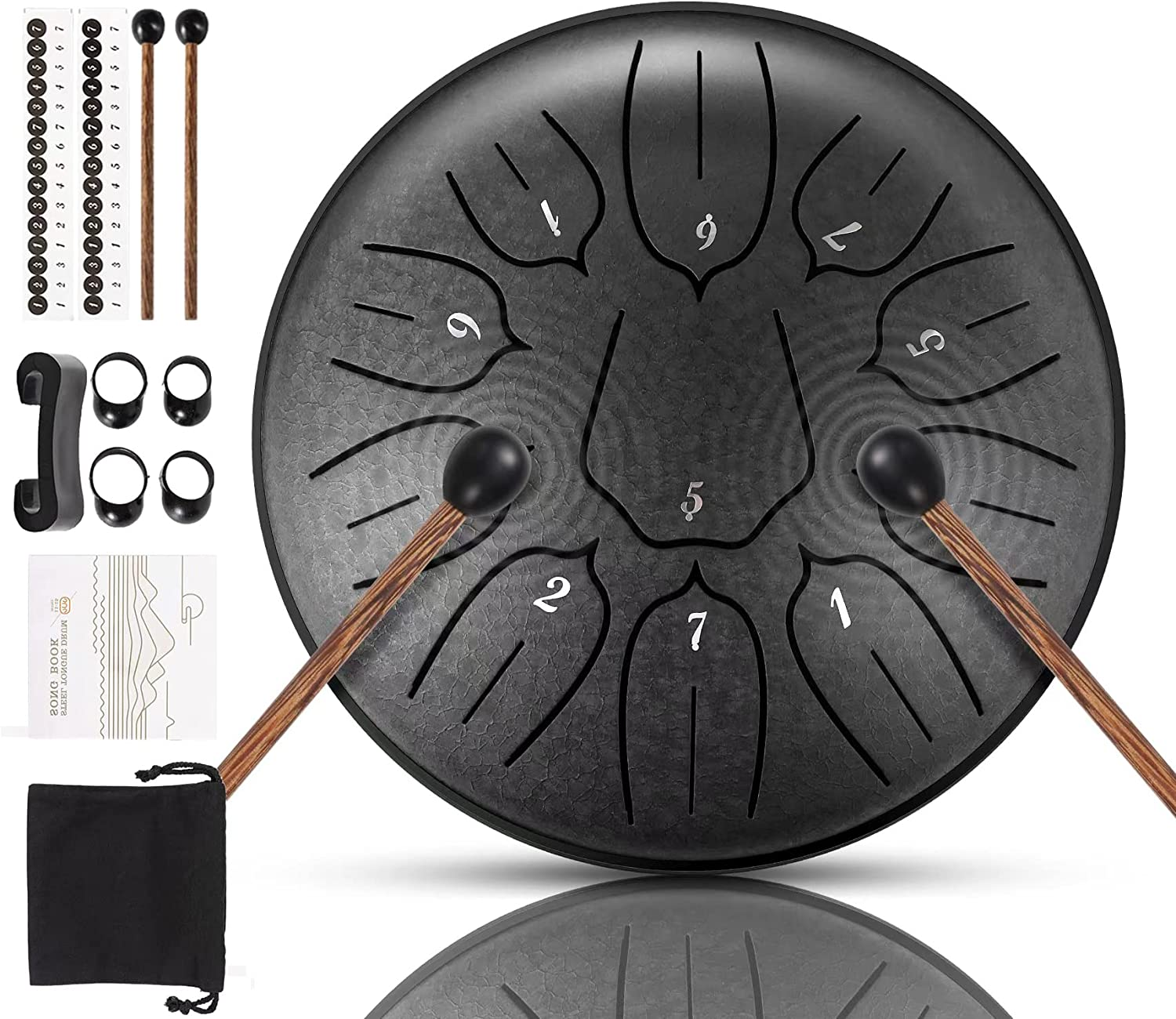 Steel Tongue Drum 11 Note 6 Inches D-Key Tank Drum Handpan Drum Percussion Instrument for Meditation Entertainment Musical Education Concert Mind Healing Yoga